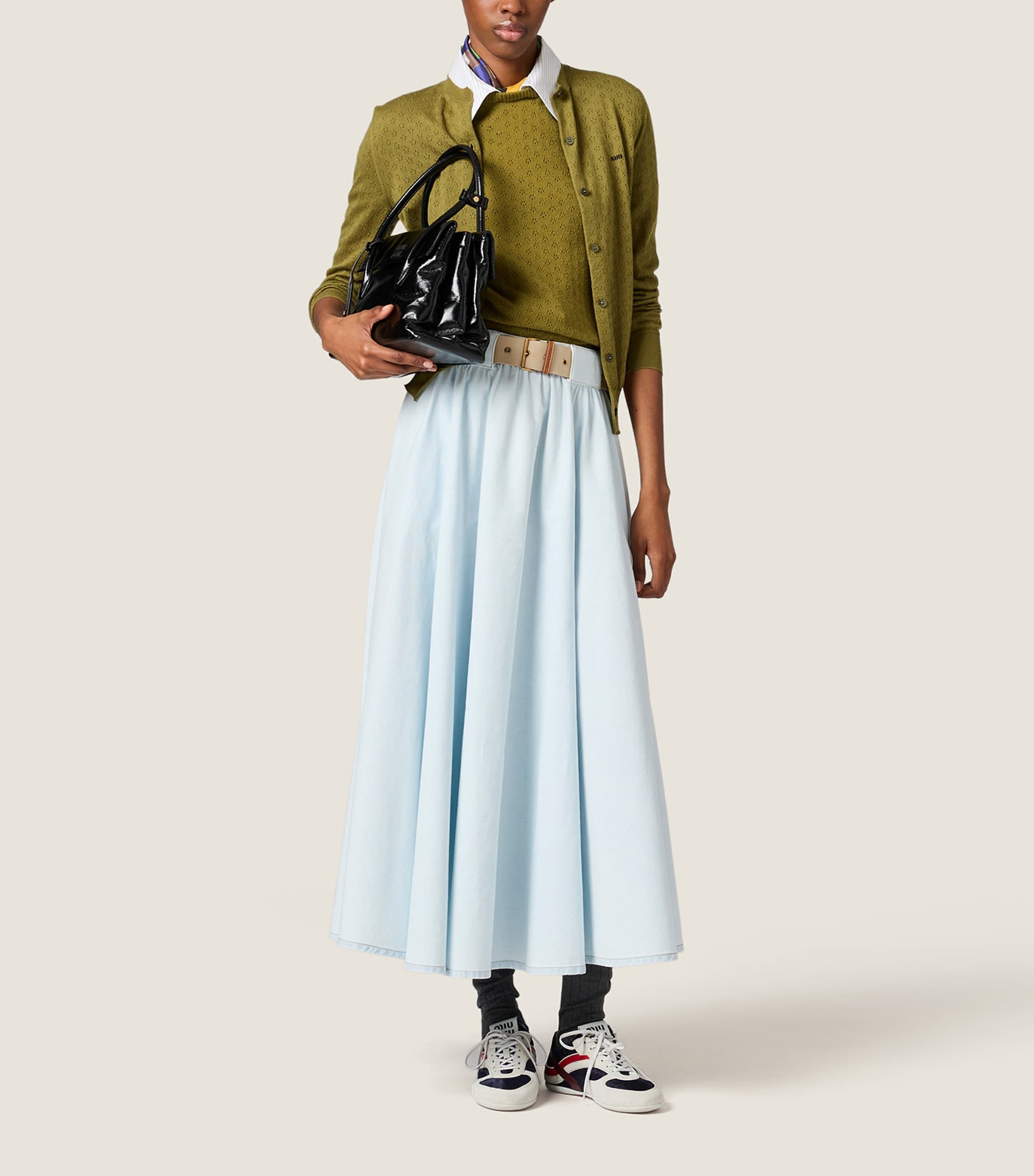 Miu Miu Womens Cashmere-Silk Pointelle Cardigan Image 2