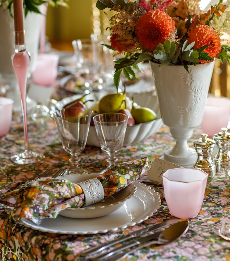 Linen Marble Napkin (50cm x 50cm) GREEN, PINK, ORANGE Image 5