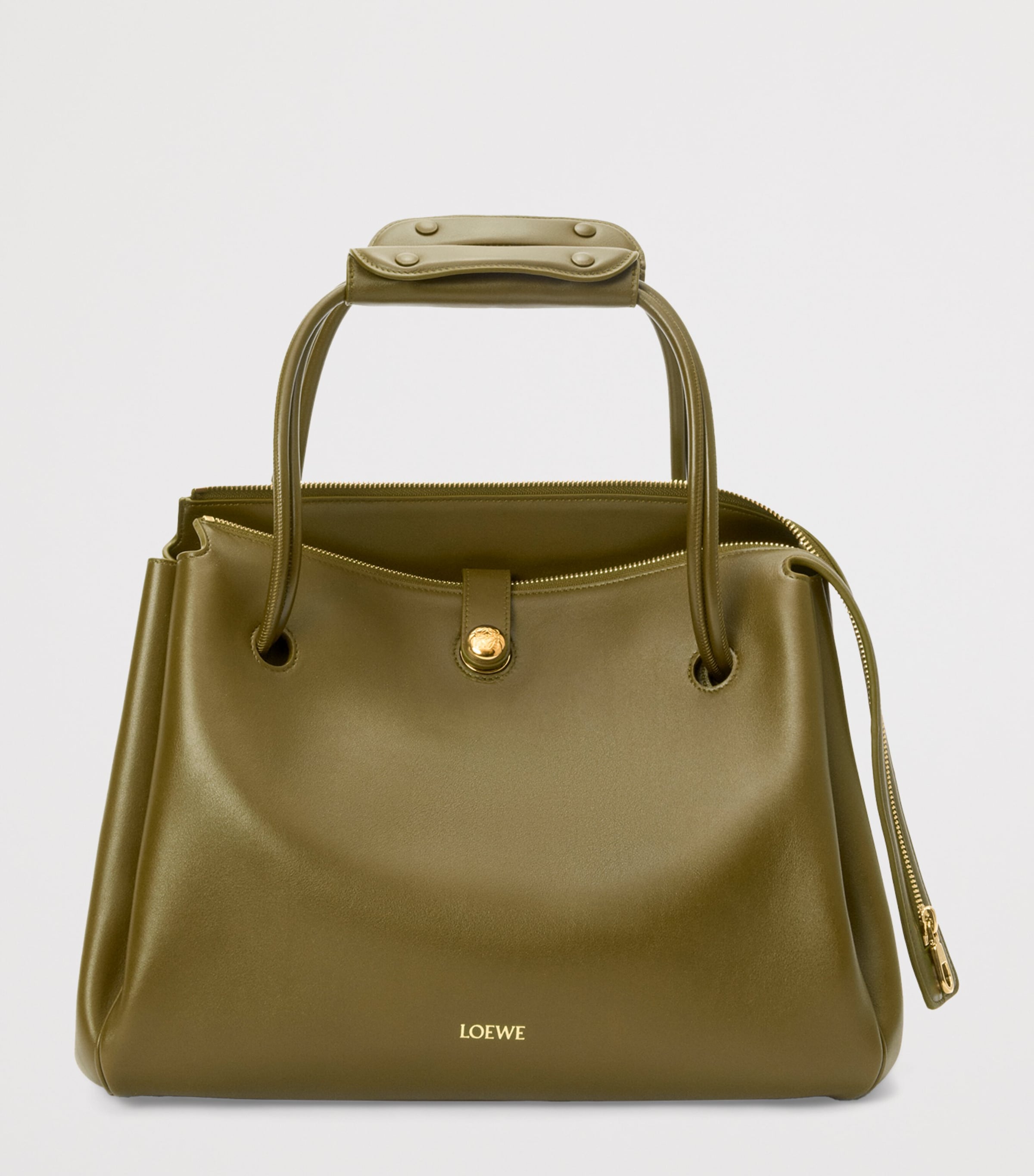 Large Leather Madrid Shoulder Bag OLIVE Image 11