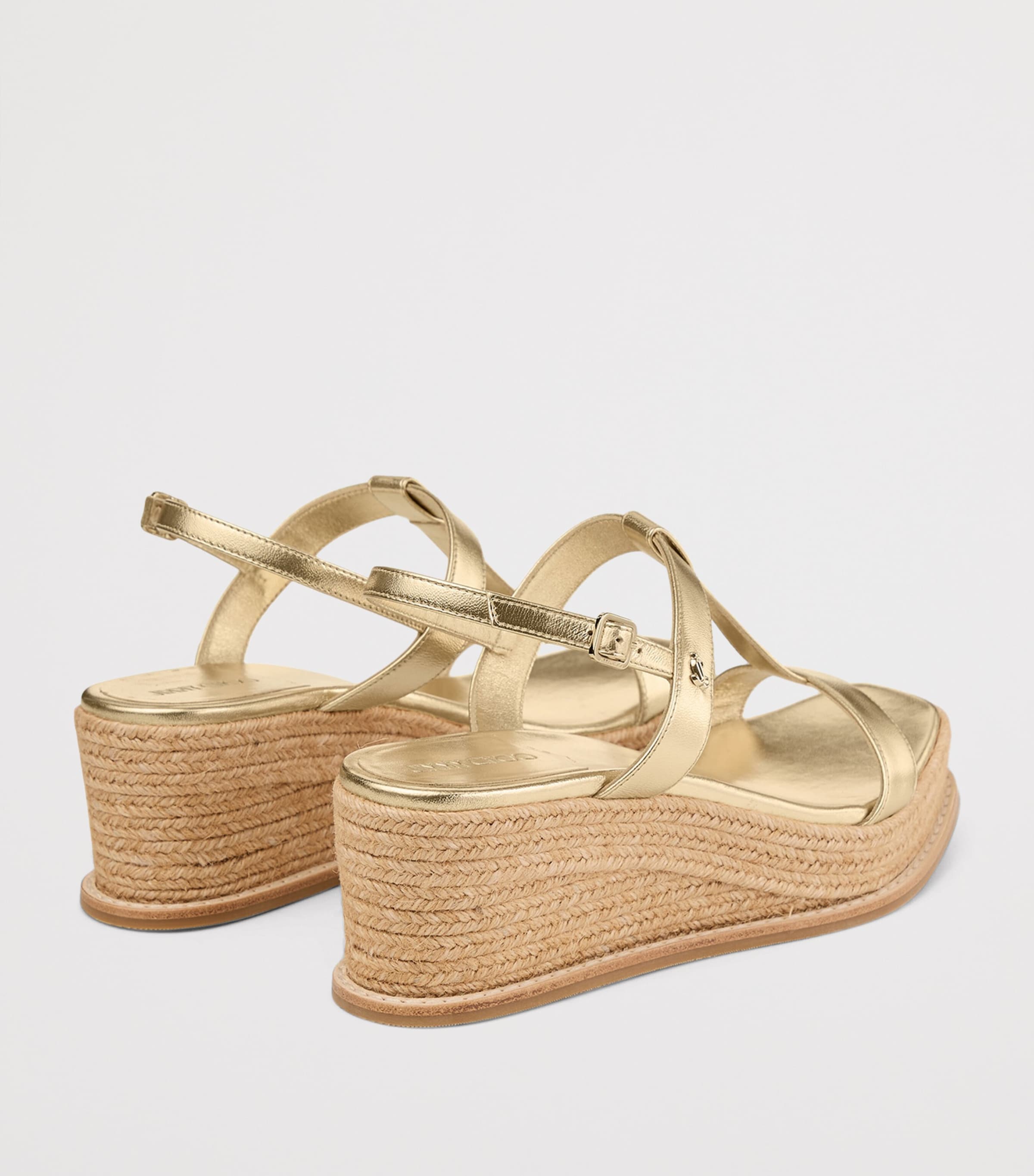Jimmy Choo Theia 60 Leather Wedge Sandals Gold Image 4