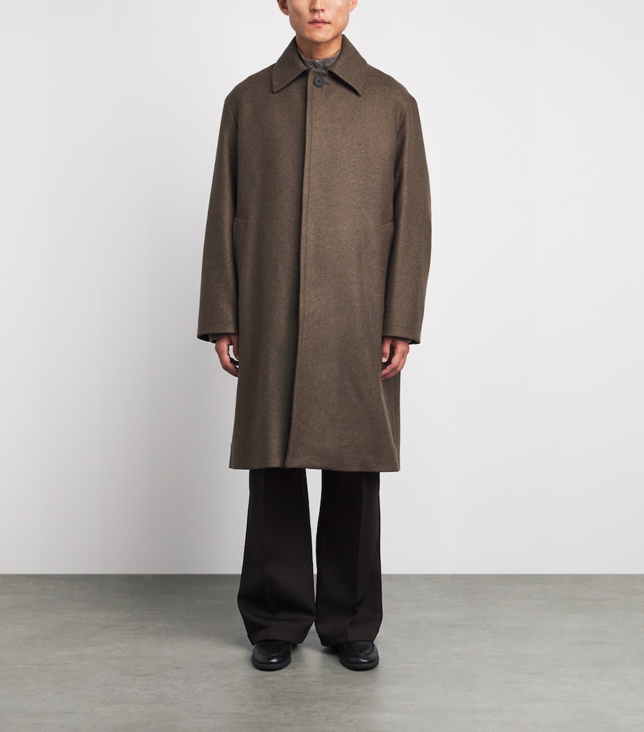 Studio Nicholson Mens Wool-Blend Ady Overcoat Loden Image 4