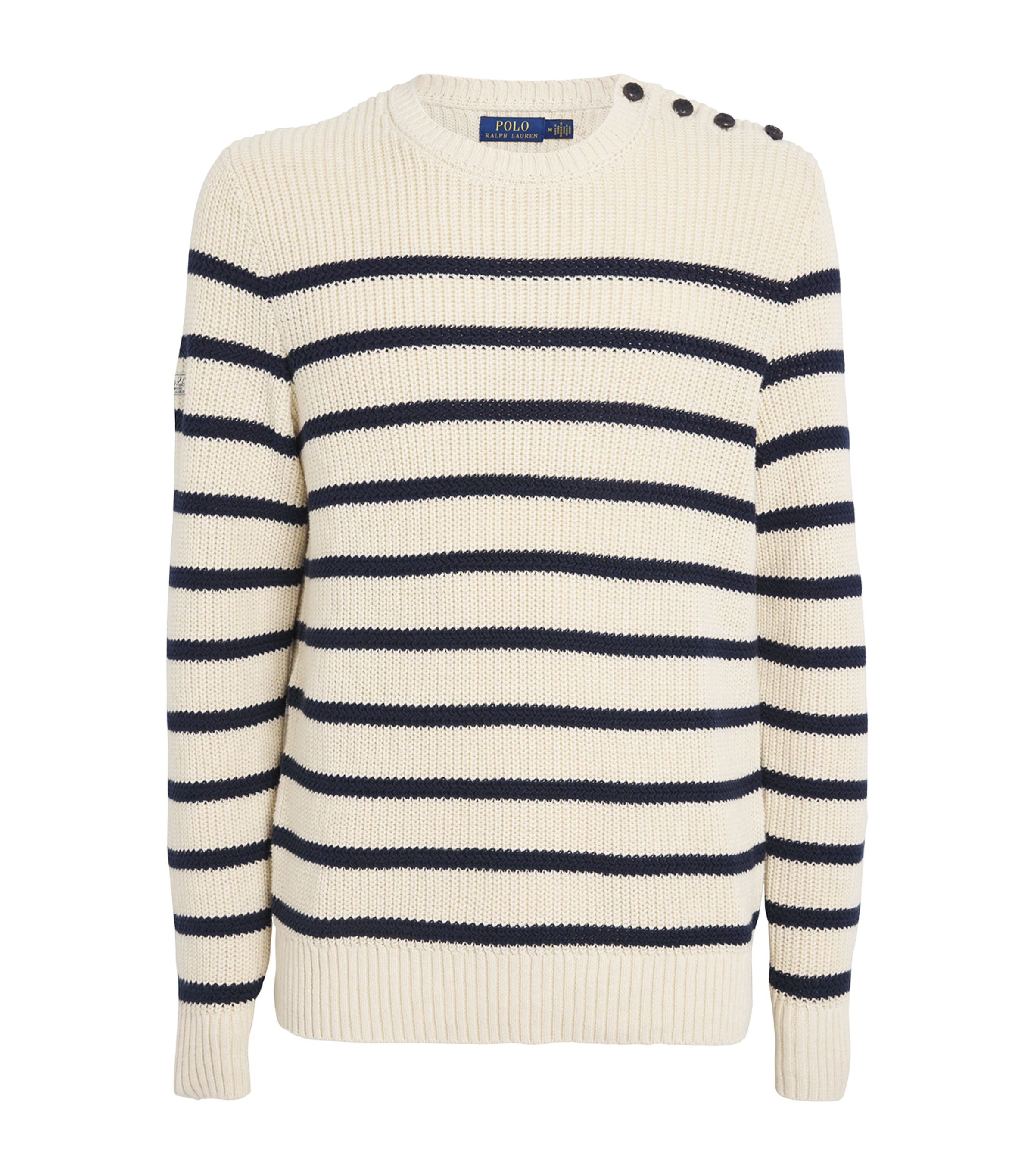 Shop Polo Ralph Lauren Cotton-linen Striped Sweater In Neutral
