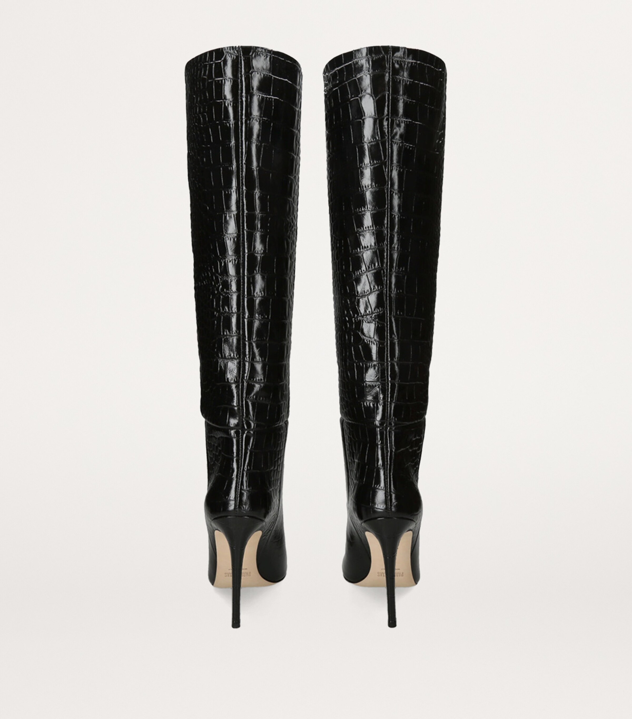 Croc-Embossed Knee-High Boots 105 BLACK Image 3