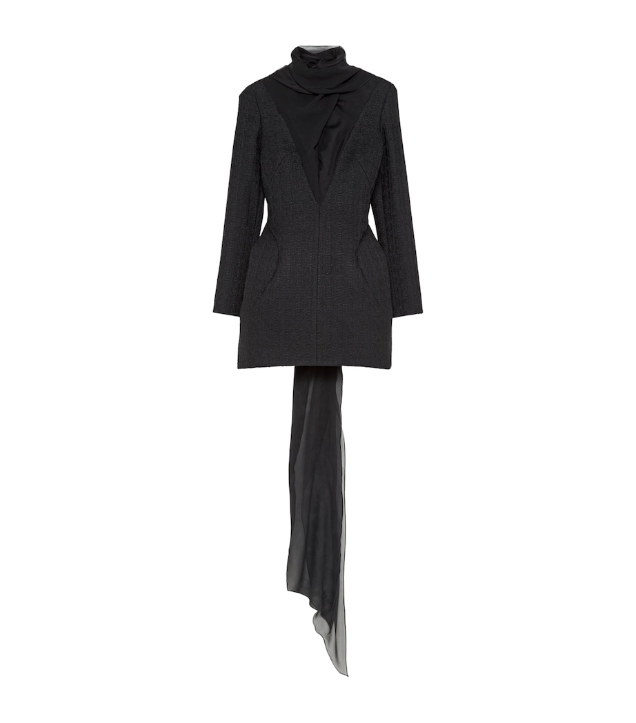 McQueen Womens Tweed Tie-Neck Mini Dress Image 1