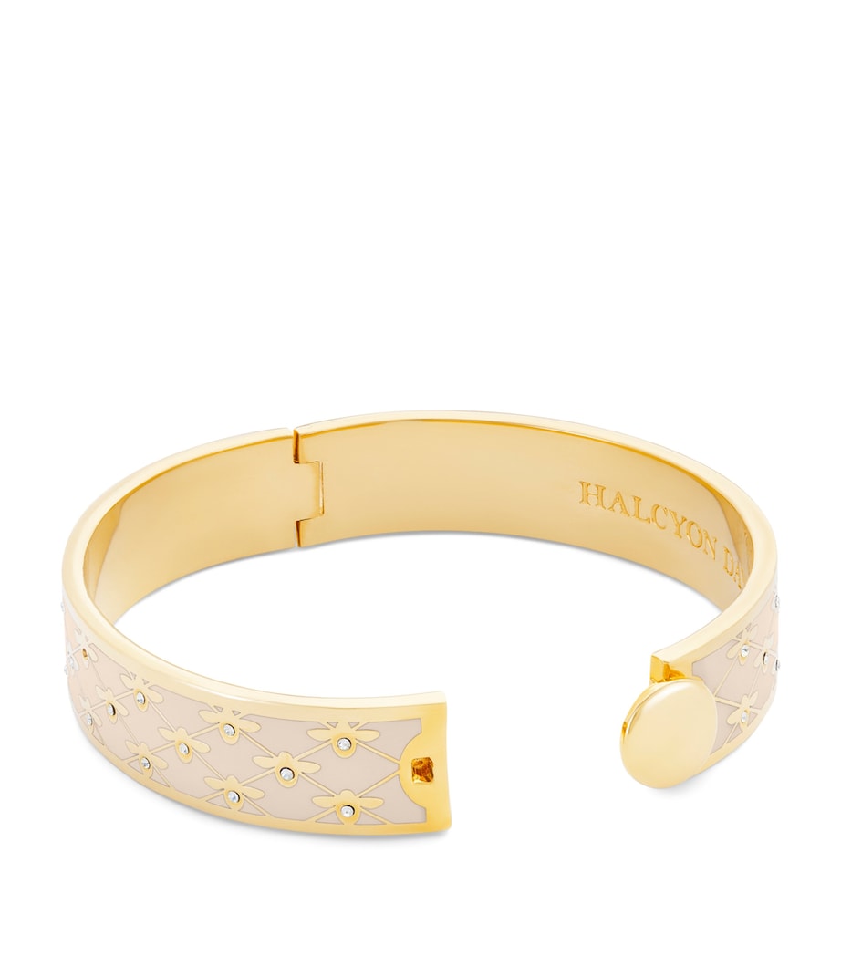 Halcyon Days Gold-Plated Enamel Bee Sparkle Bangle Cream/gold Image 3