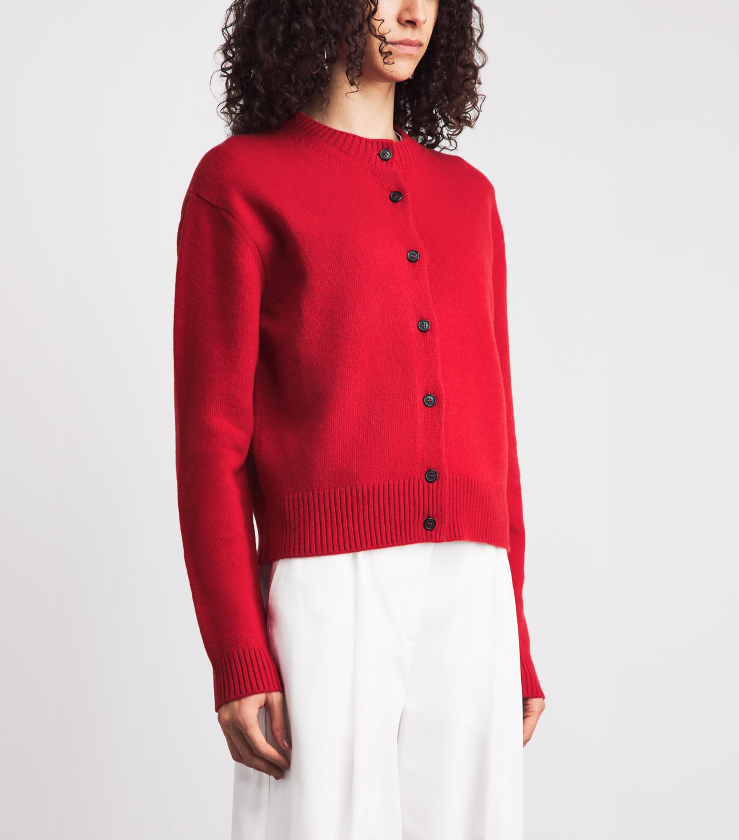Róhe Womens Stretch-Wool Classic Cardigan Red Image 4