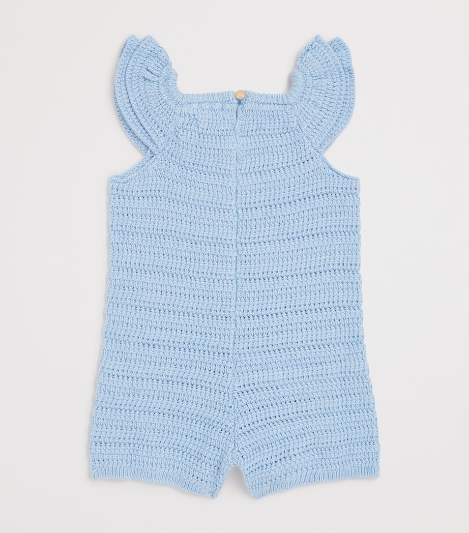 Chloé Kids Cotton Knitted Logo Playsuit (6-36 Months) Water Image 2