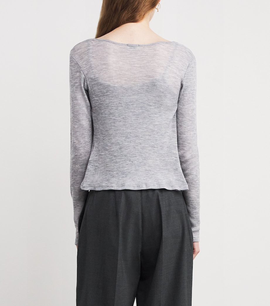 Merino Wool Wrap Top GREY MARLE Image 4