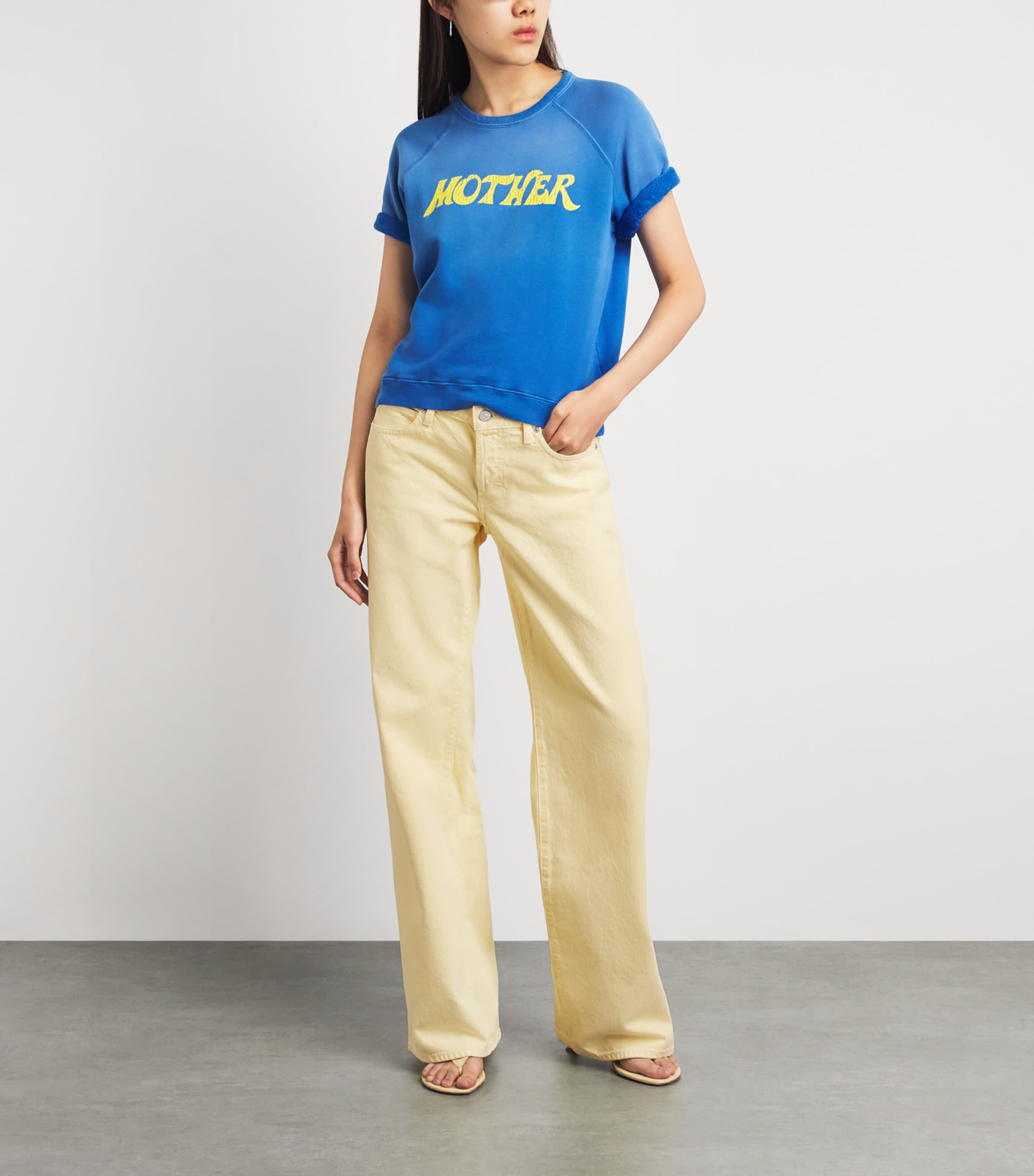 FRAME Womens The Pixie Gray Wide-Leg Jeans Limoncello Image 2