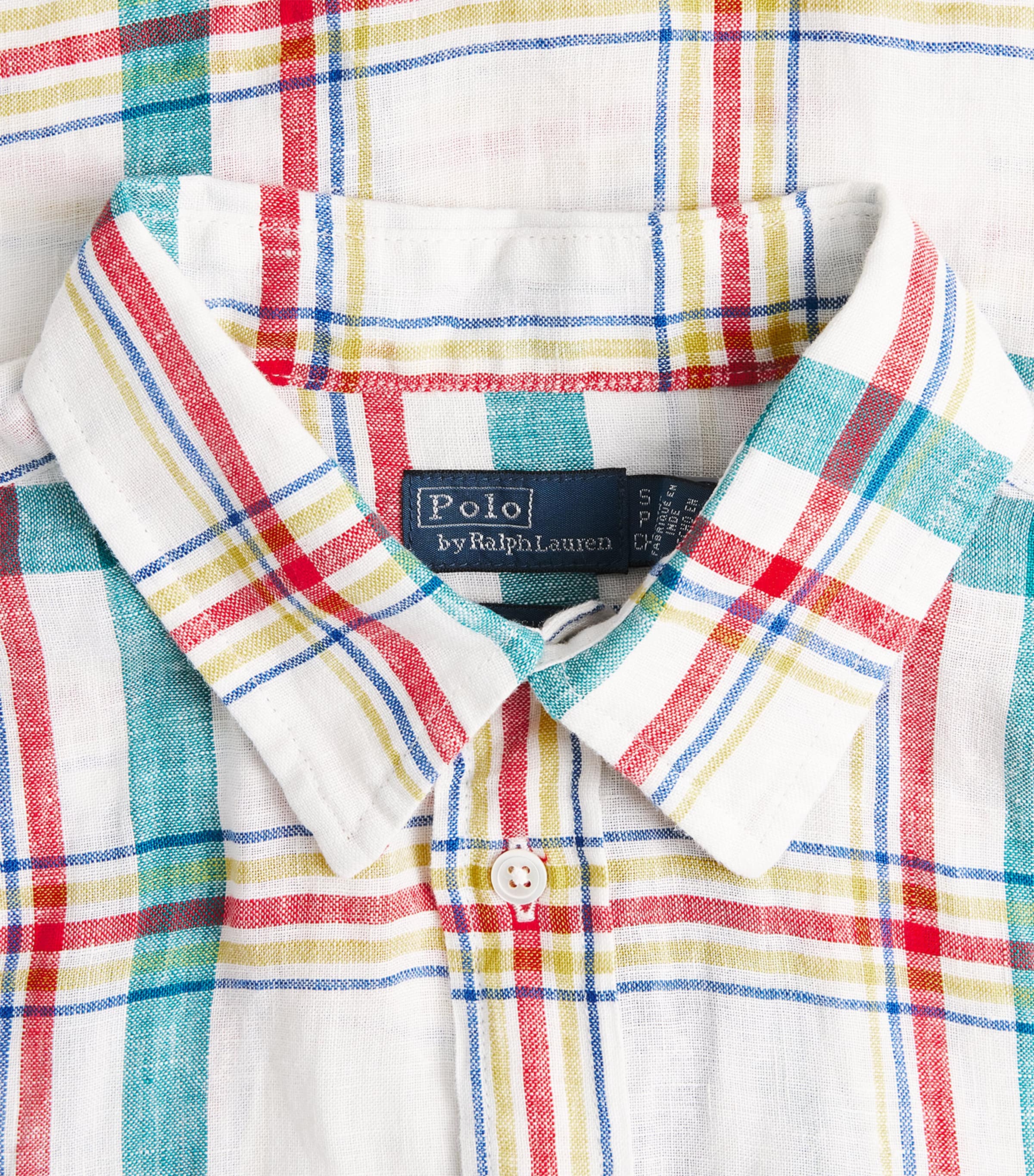 Polo Ralph Lauren Womens Linen Check Shirt Wht Tl Rd Mlti Image 6