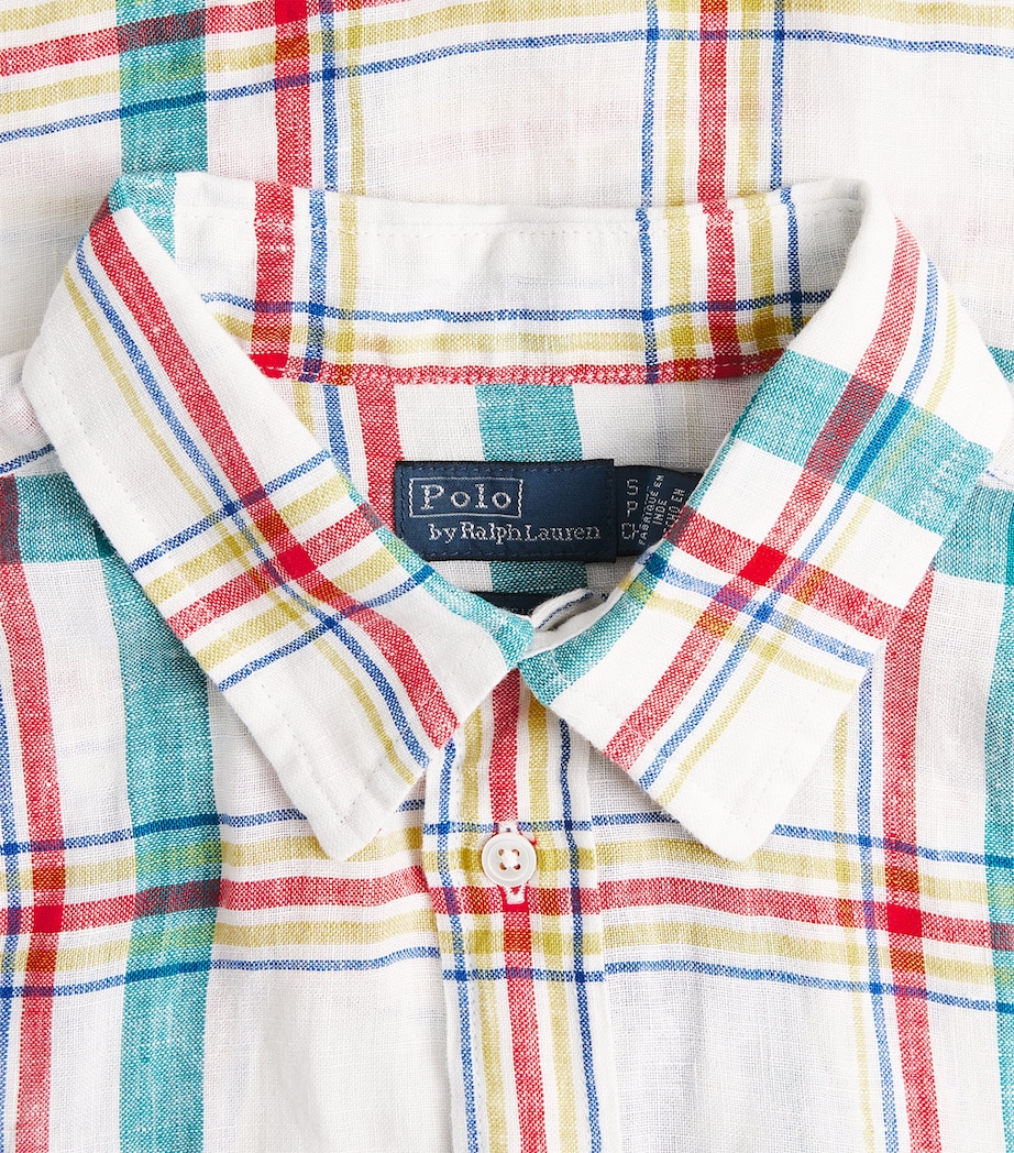 Polo Ralph Lauren Womens Linen Check Shirt Wht Tl Rd Mlti Image 6