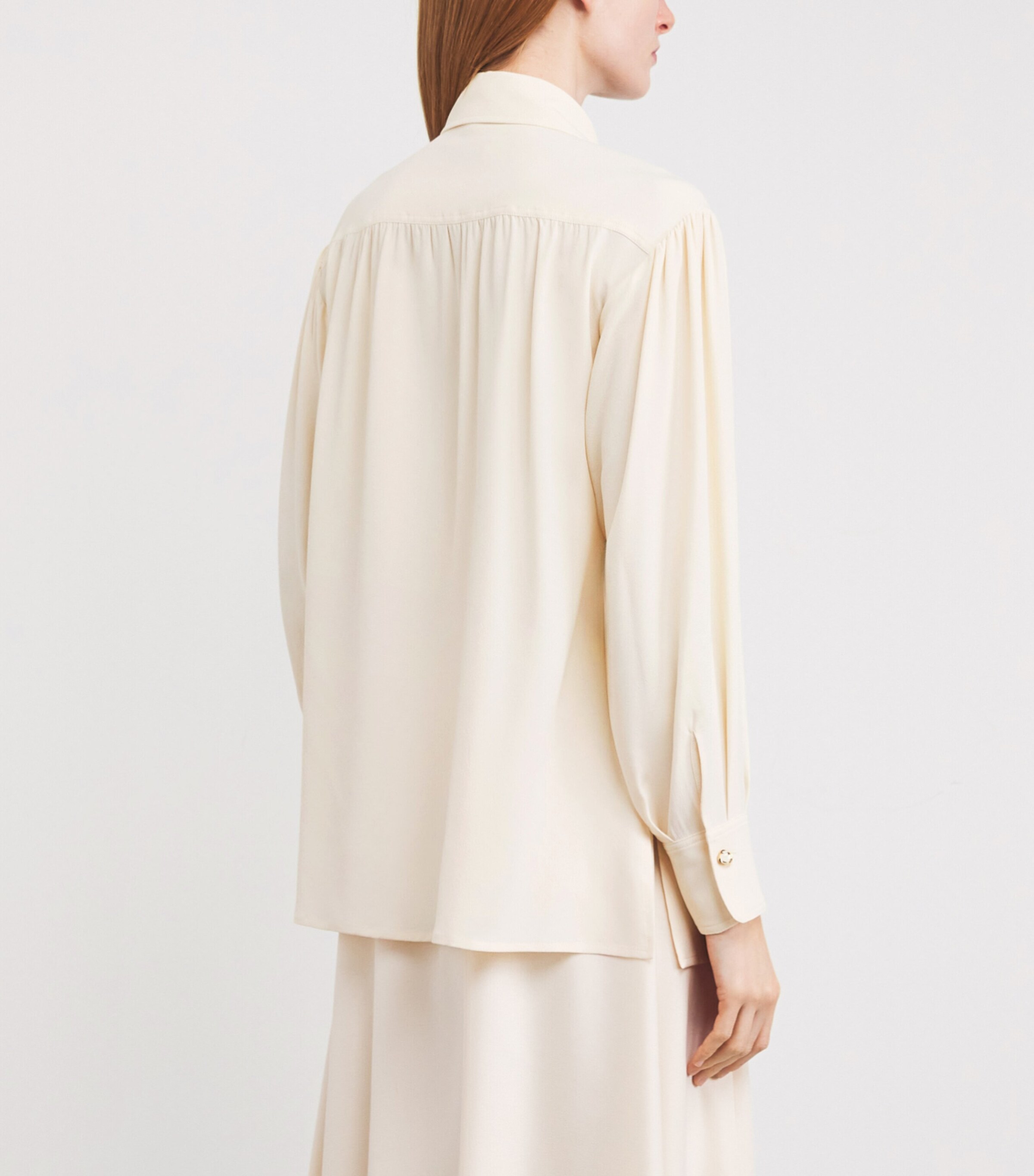 Agnona Womens Gathered Blouse Ivory Butter Image 4