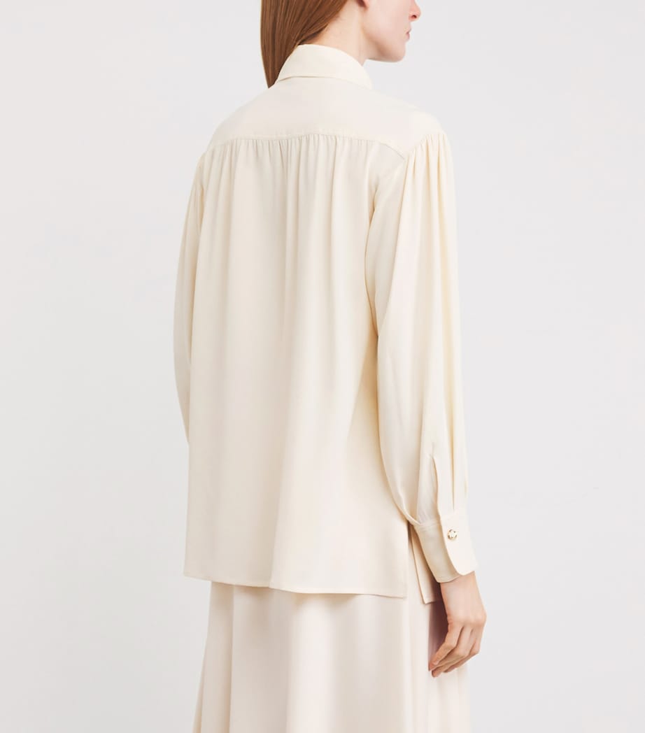 Agnona Womens Gathered Blouse Ivory Butter Image 4