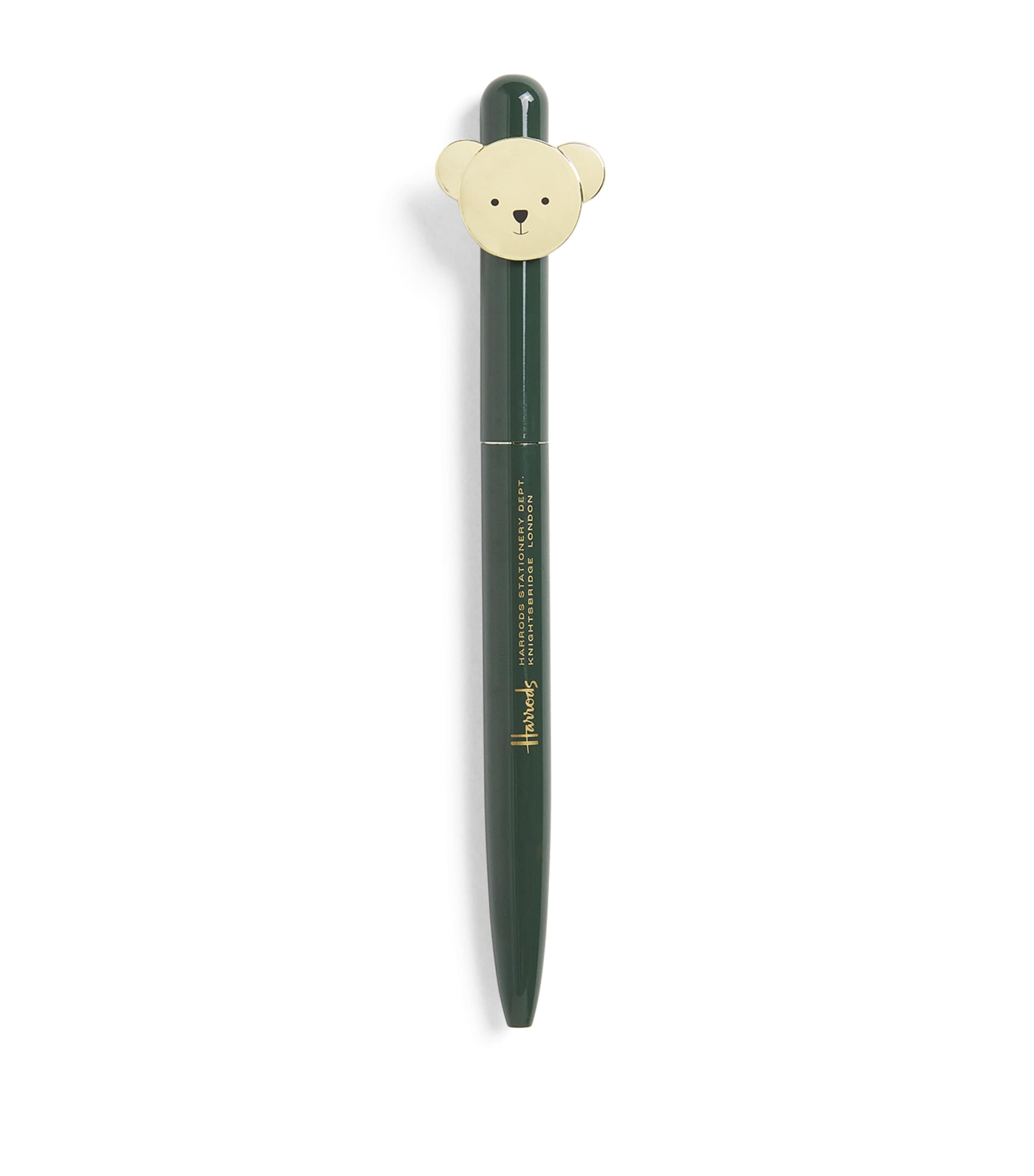 Harrods Bear Topper Ballpoint Pen In Green