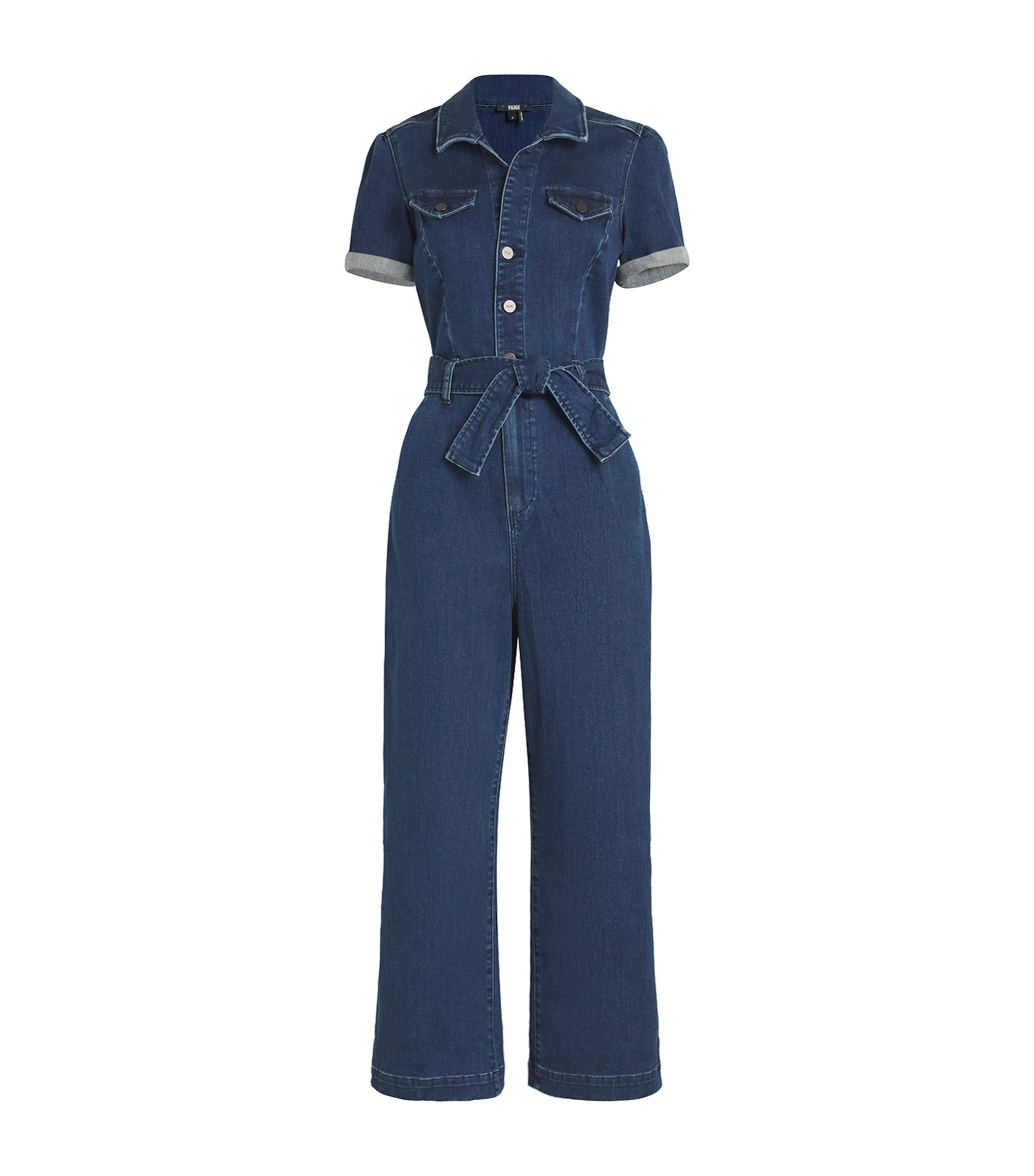 Paige Anessa Wide-leg Stretch-denim Jumpsuit In Blue