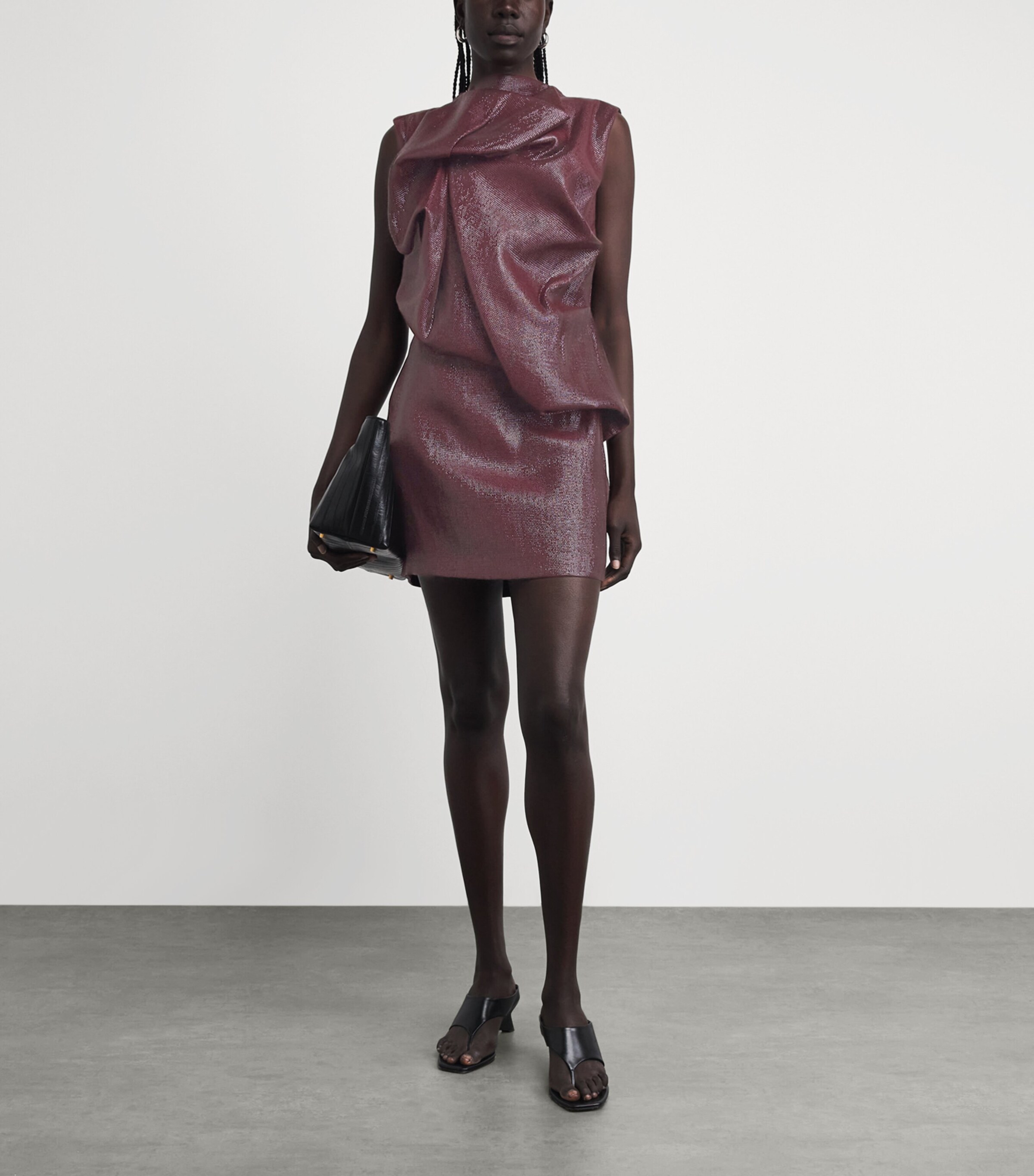 CAMILLA AND MARC Womens Draped Sana Mini Dress Burgundy Image 2