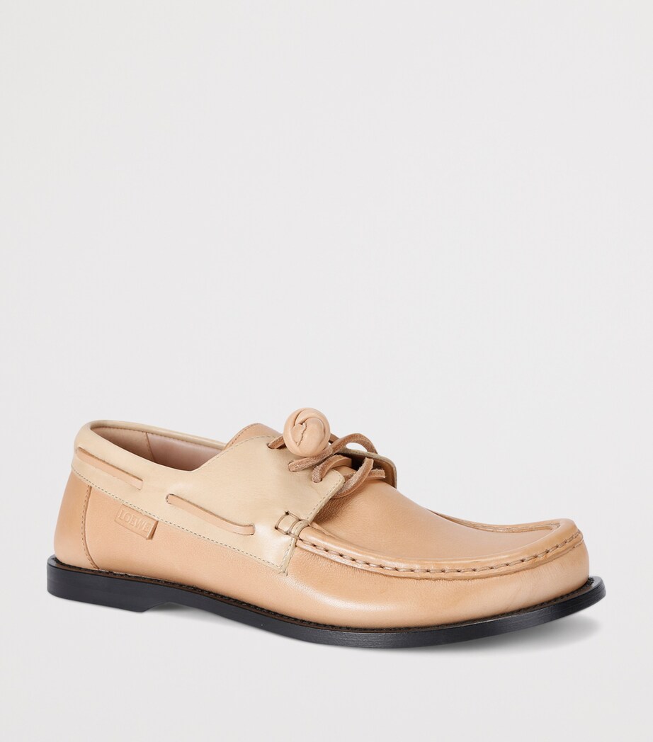 Leather Campo Boat Shoes BEIGE COMB Image 3