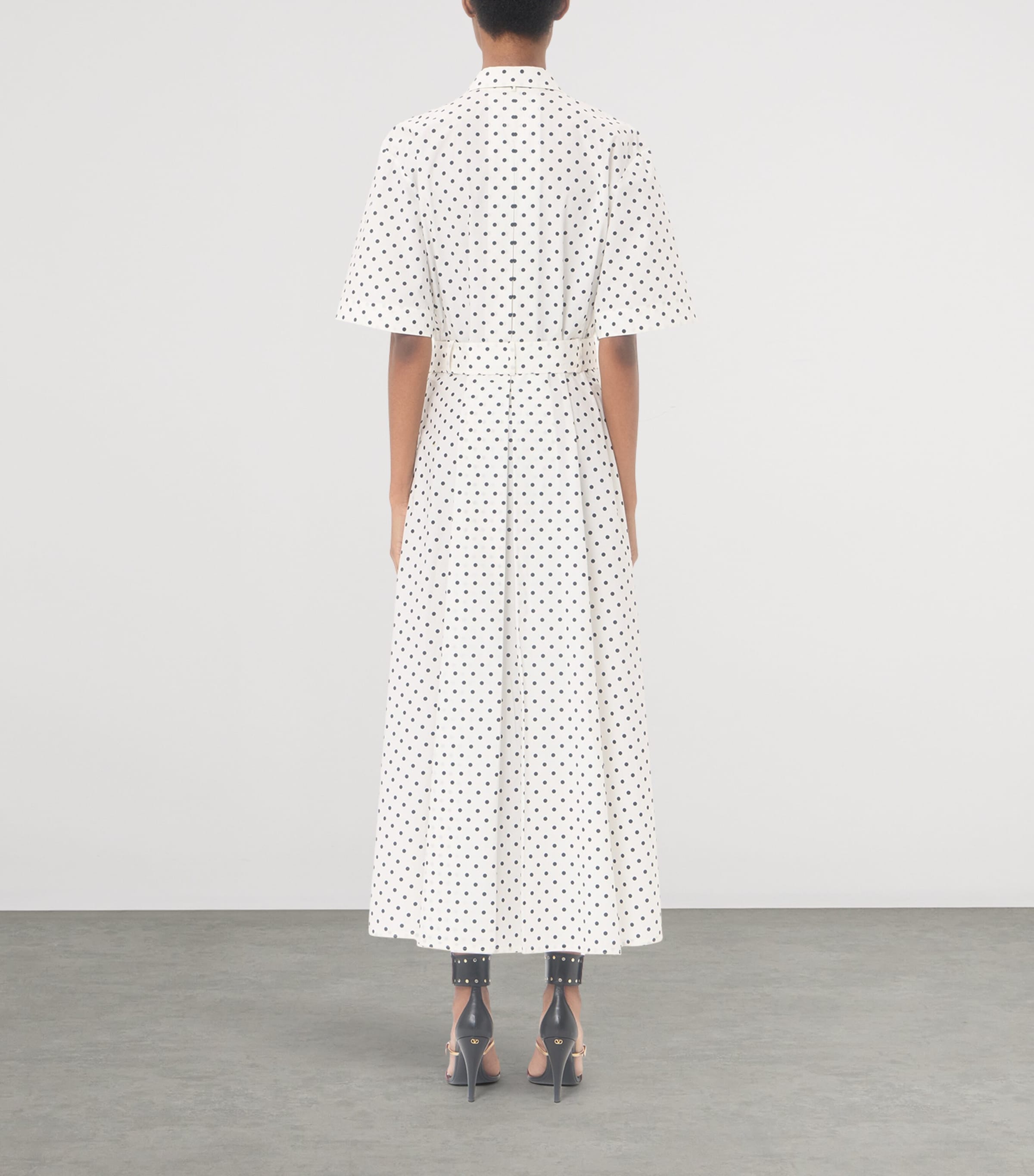 Valentino Womens Cotton Polka-Dot Midi Dress Image 5
