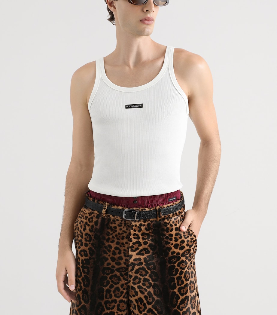 Dolce&Gabbana Mens Cotton Ribbed Logo Tank Top Opti Image 6