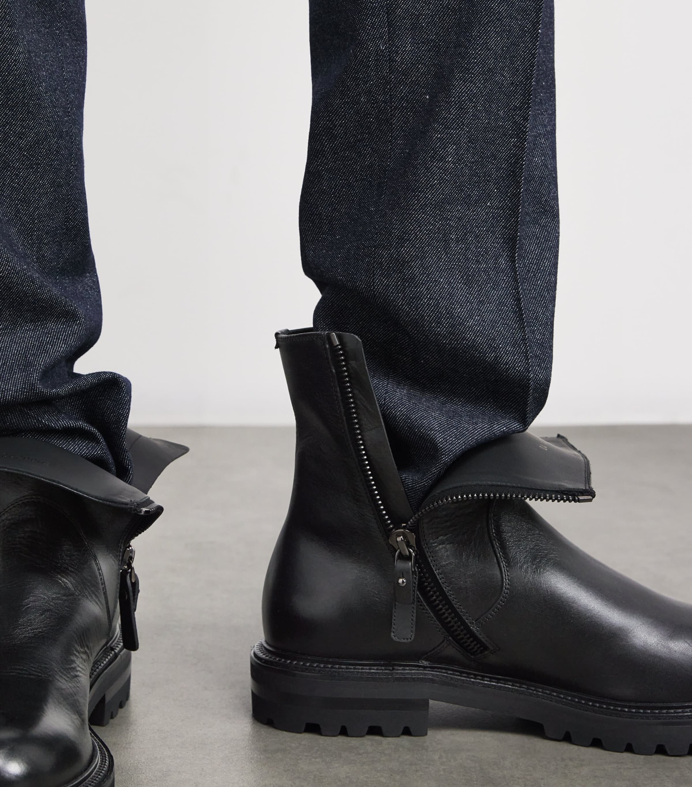 靴 Giorgio armani side zip leather boots Giorgio armani side zip leather boots
