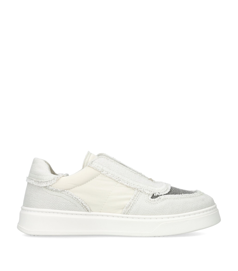 Brunello Cucinelli Kids Distressed Canvas Sneakers Bone/comb Image 1