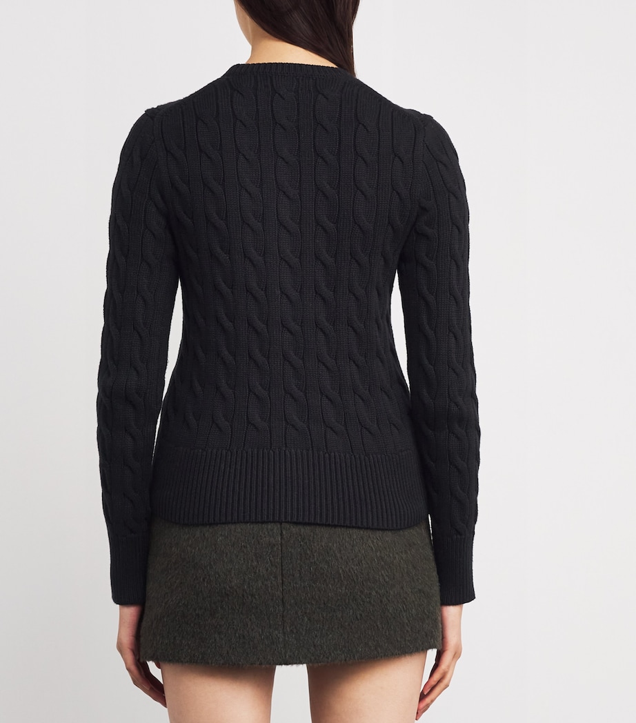 Cotton Cable-Knit Cardigan POLO BLACK Image 4