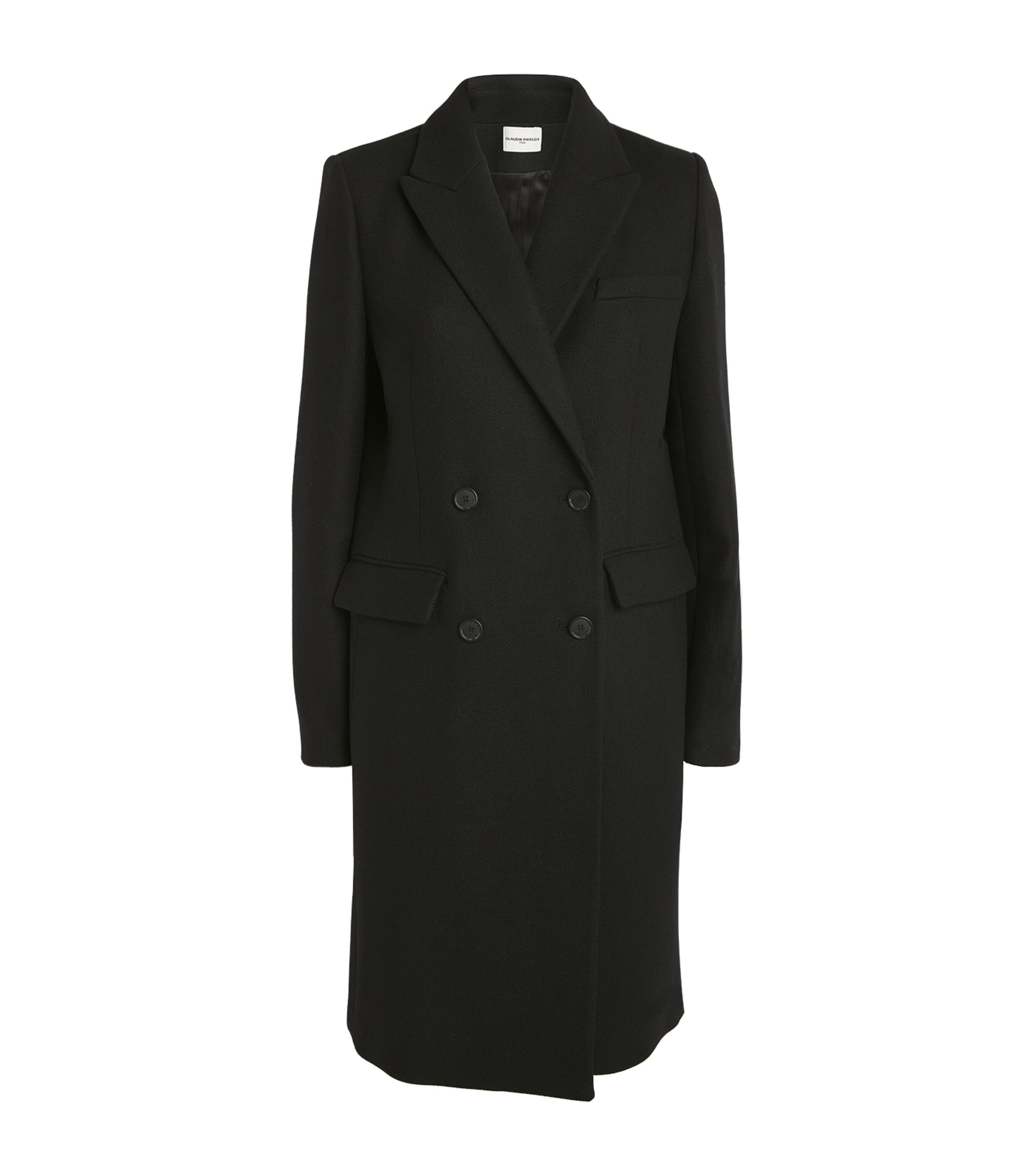 Claudie Pierlot Wool-blend Double-breasted Coat In Black