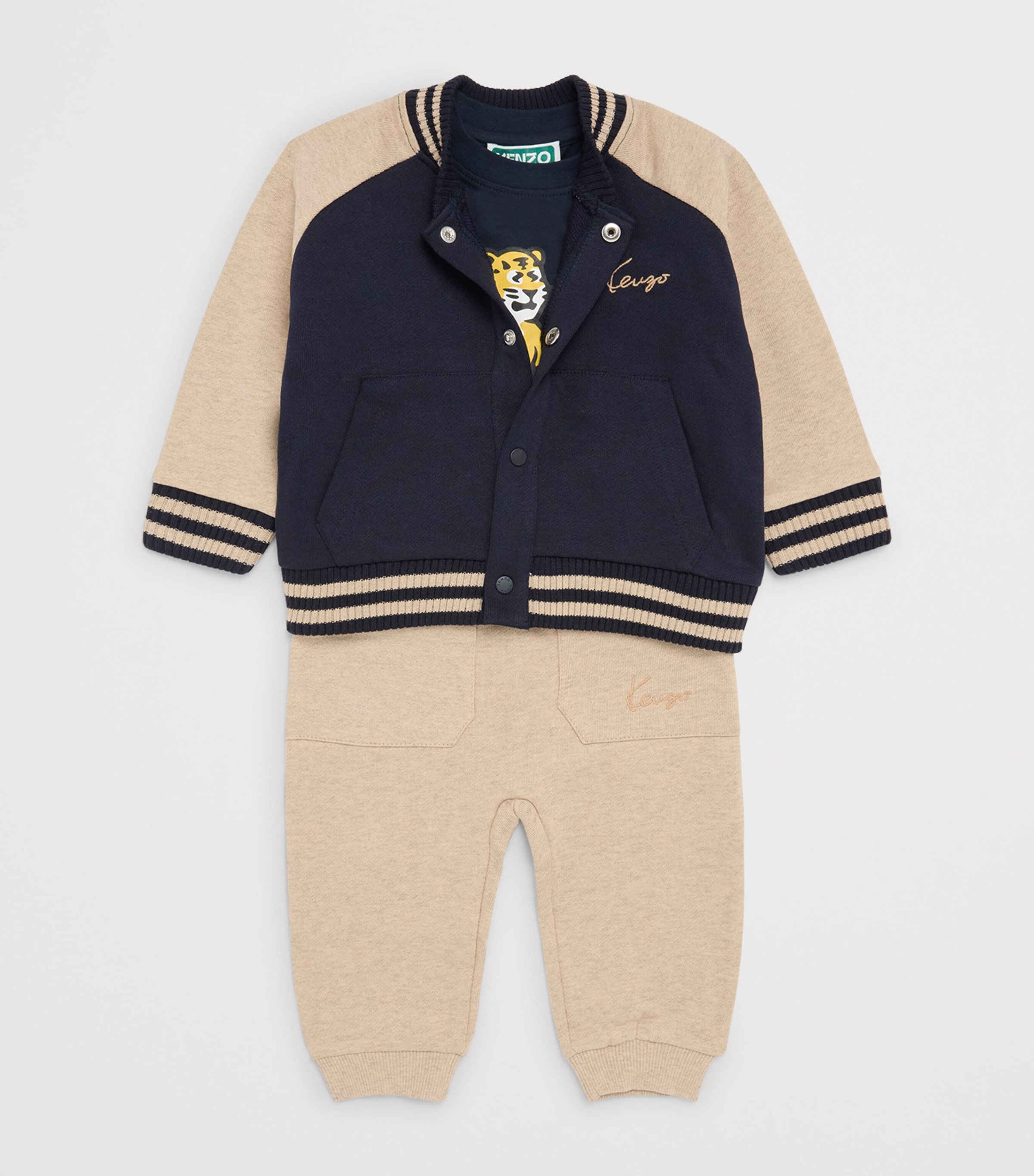 Kenzo Kids Tiger Jacket and Trousers Set (6 Months-4 Years) Stone Image 3