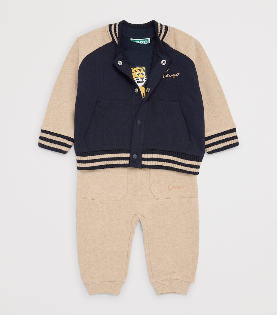 Kenzo Kids Tiger Jacket and Trousers Set (6 Months-4 Years) Stone Image 3