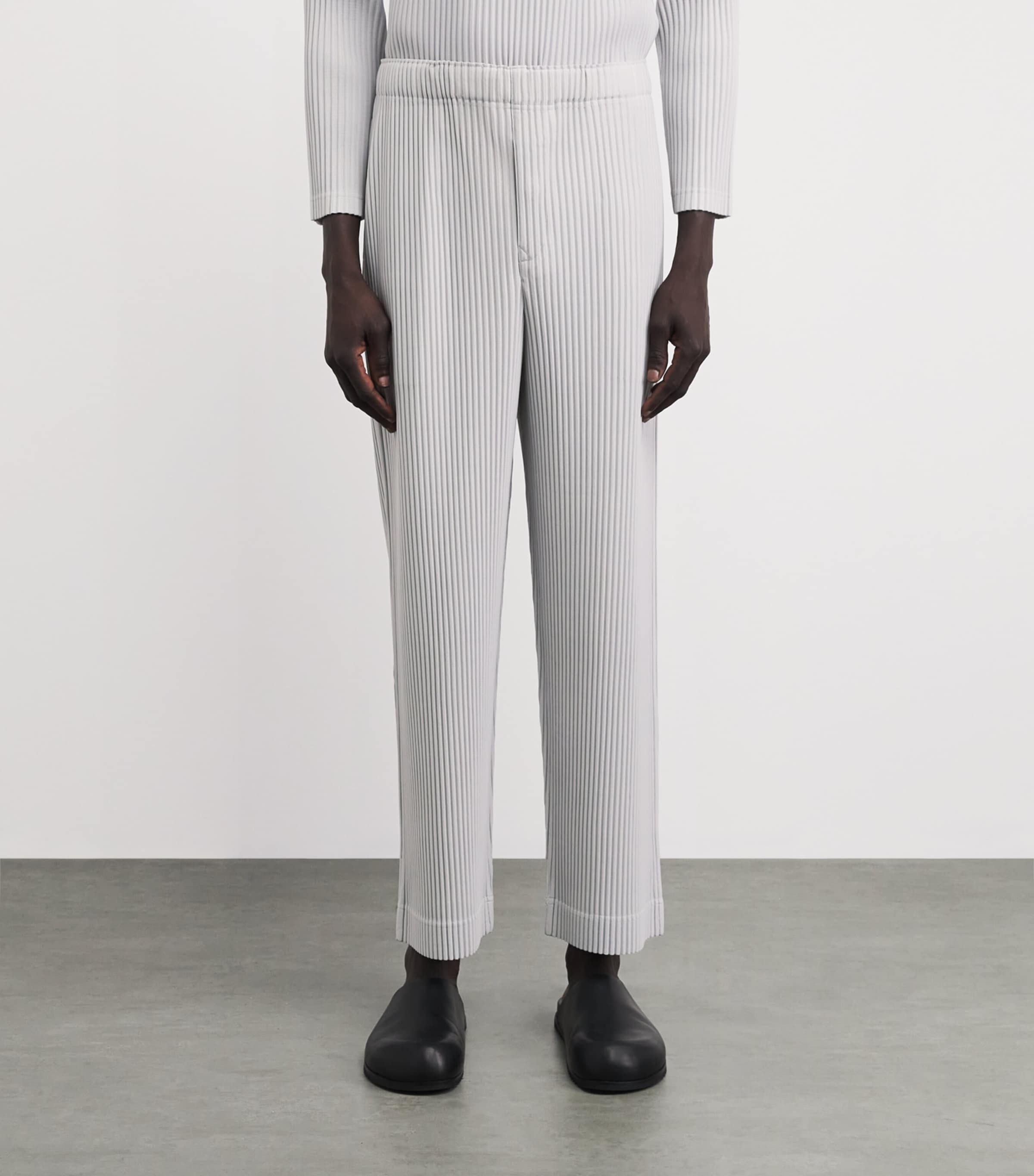 Homme Plissé Issey Miyake Mens Pleated Straight Trousers Lt. Gray Image 4