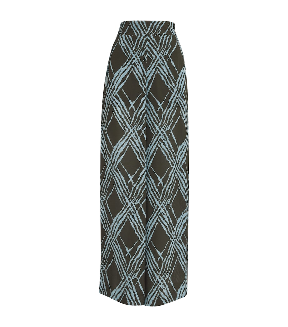 Joseph Womens Open-Weave Silk-Blend Asila Trousers Palm Leaf/chambray Image 1