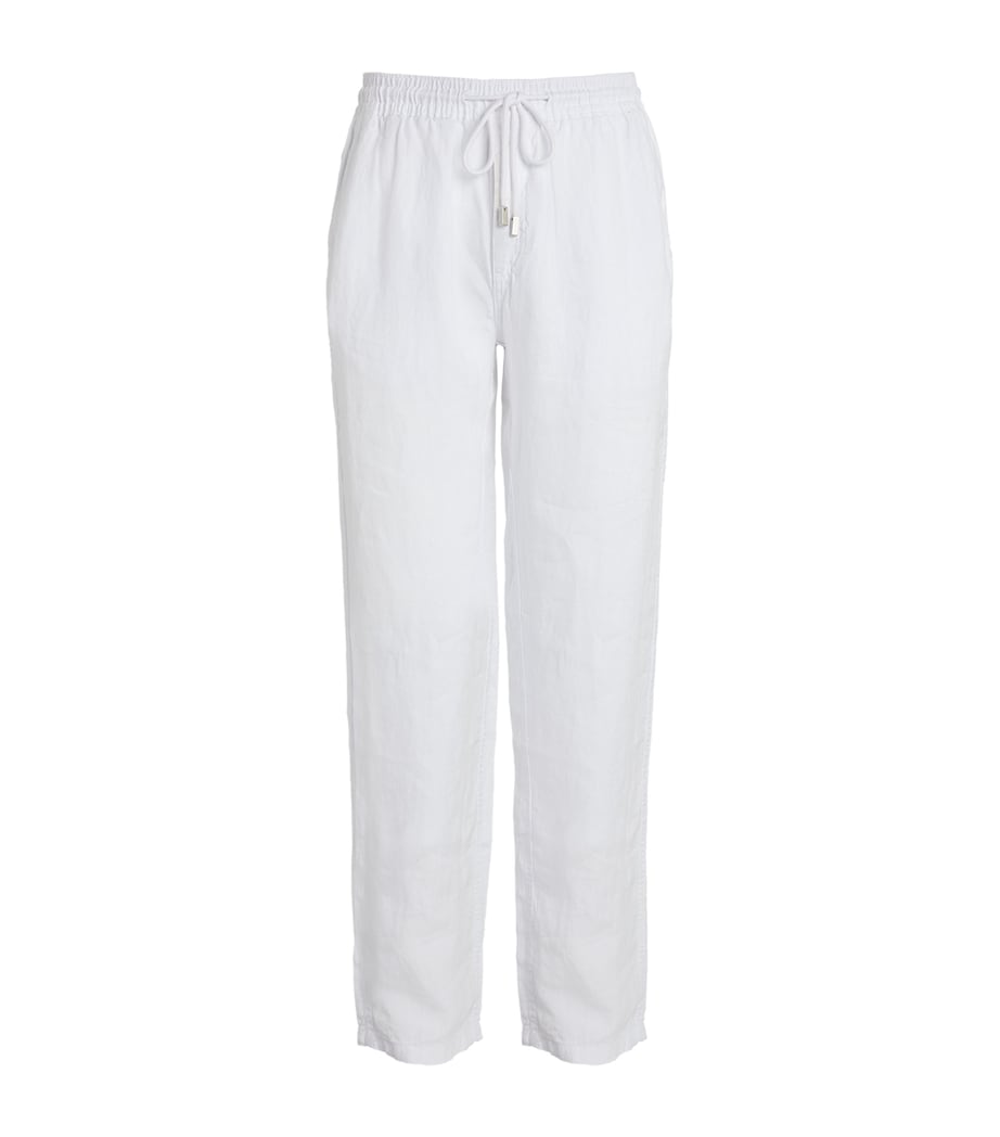 Linen Drawstring Trousers 010 WHITE Image 1