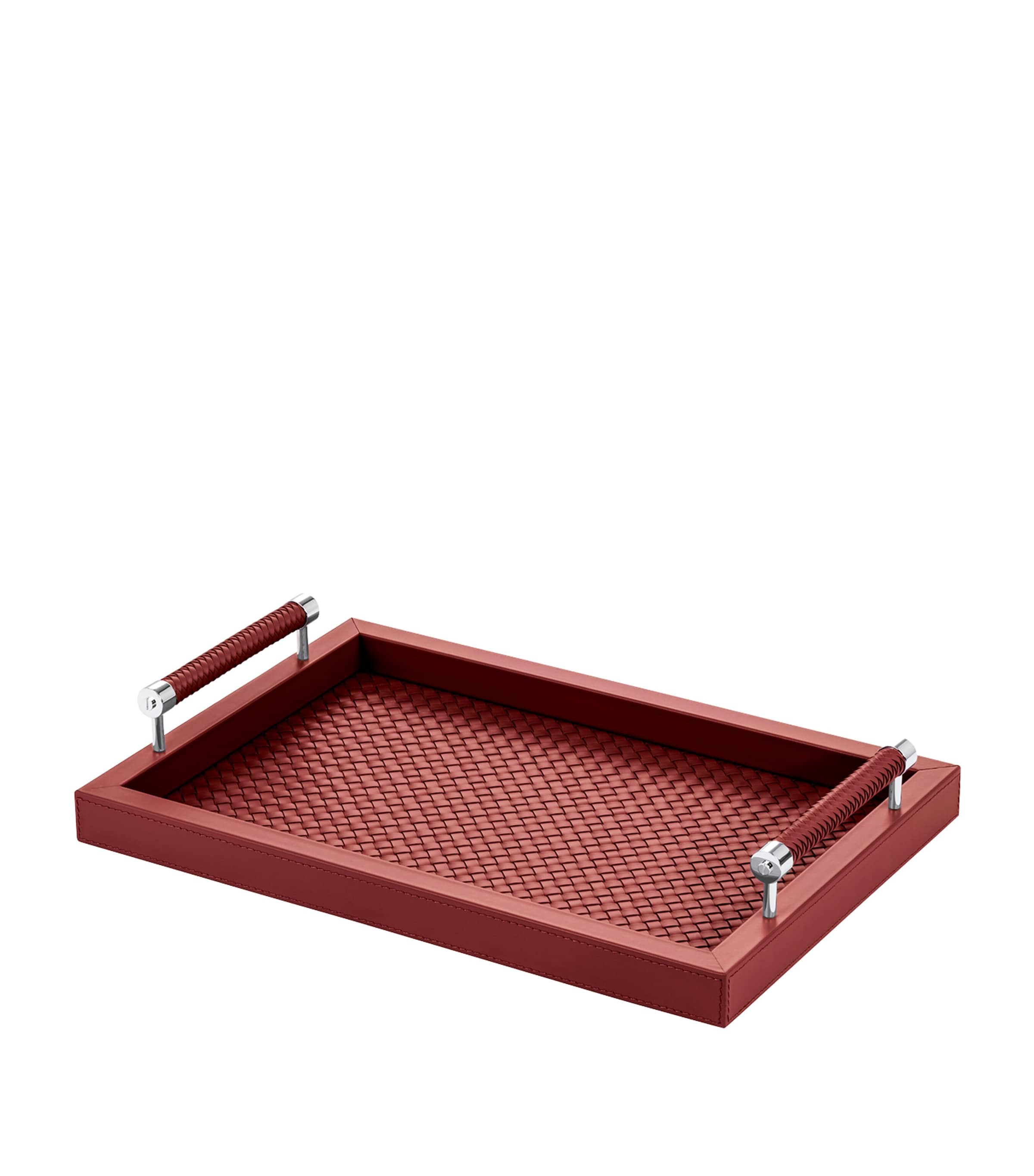 Riviere Leather Woven Diana Tray In Red