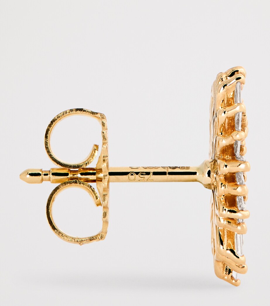 Yellow Gold and Diamond Heart Stud Earrings 18K YG/WD Image 4