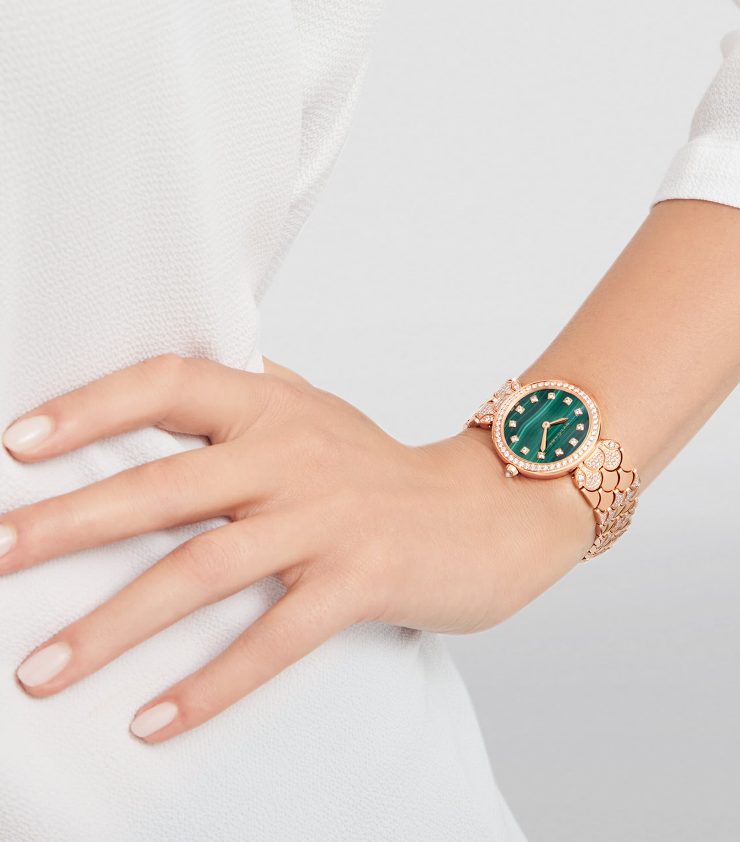 Rose Gold and Diamond Divas' Dream Watch 33mm GREEN Image 4