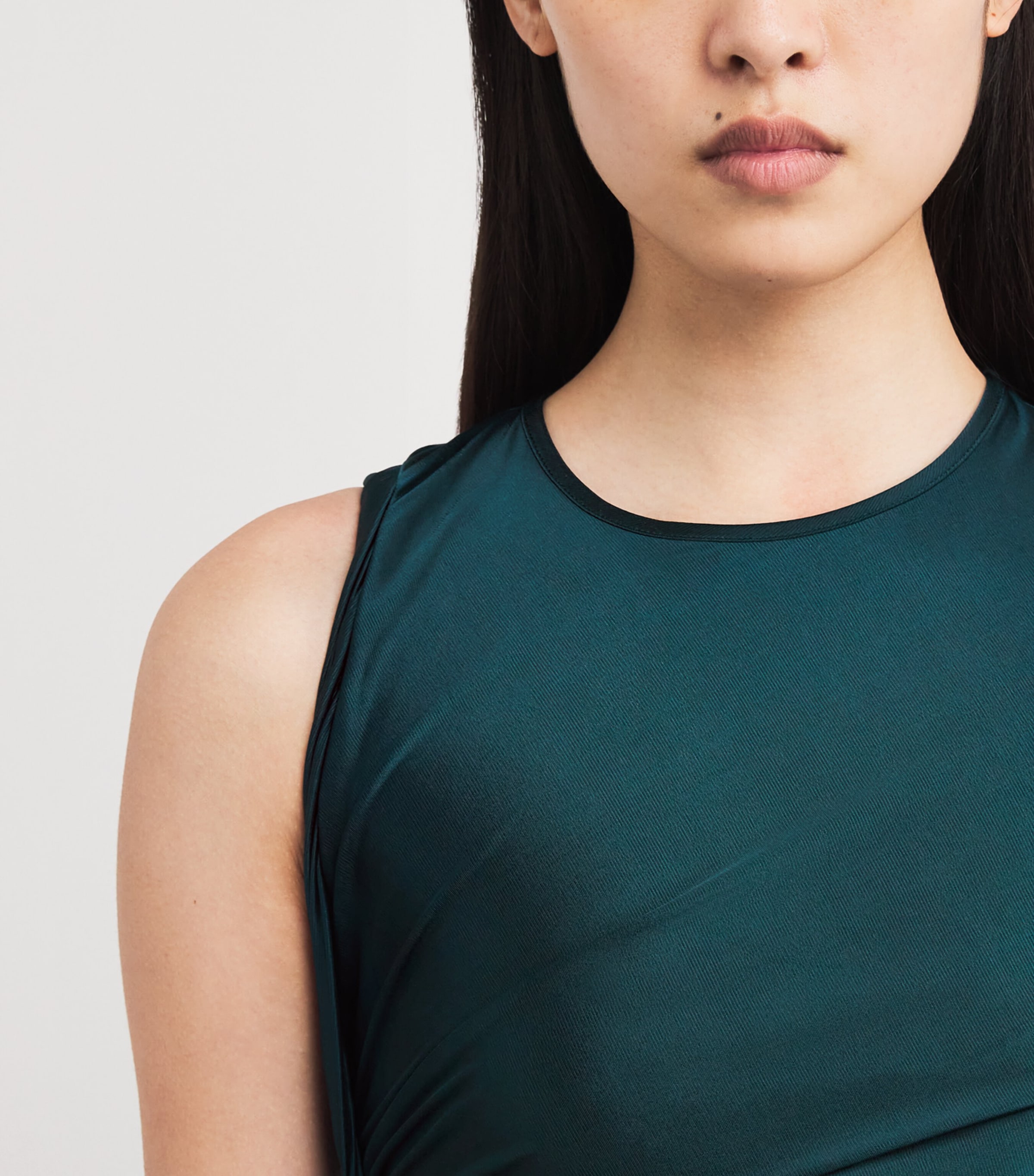 Gathered Asymmetric Midi Dress 2780 DARK TEAL Image 6