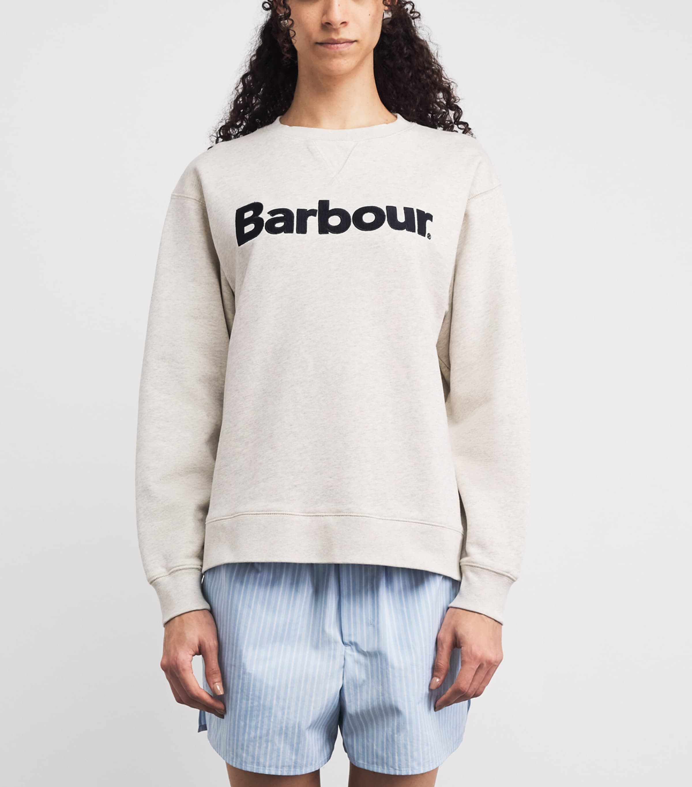 Barbour Womens Logo Hartland Sweatshirt Cloud Marl Image 4