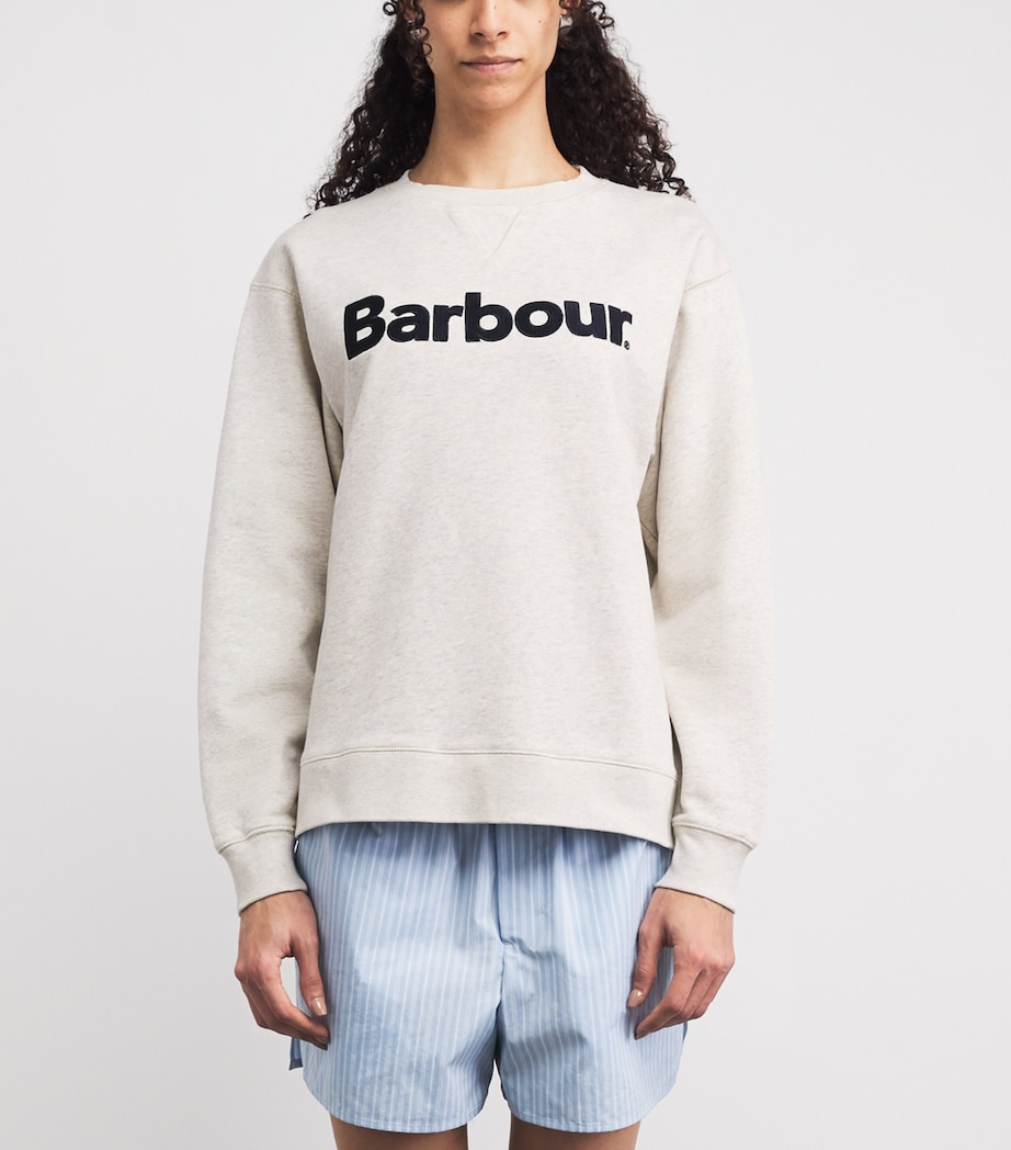 Barbour Womens Logo Hartland Sweatshirt Cloud Marl Image 4
