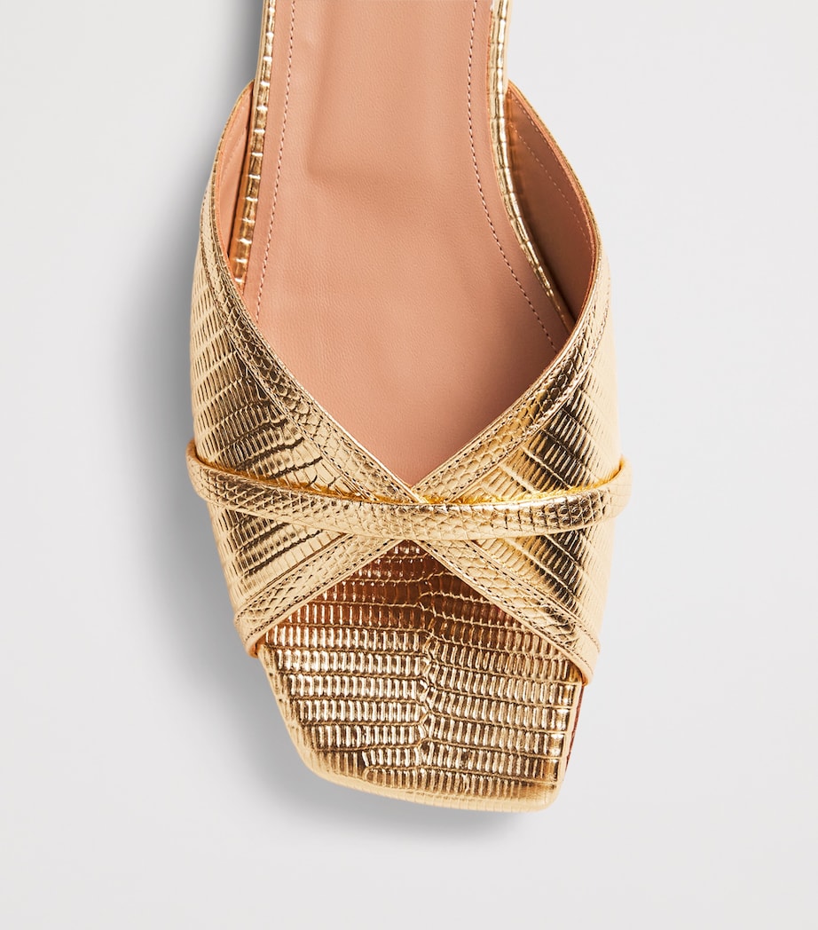 Malone Souliers x Harrods Exclusive Metallic Leather Embossed Perla Flat Sandals Antique Gold Image 6