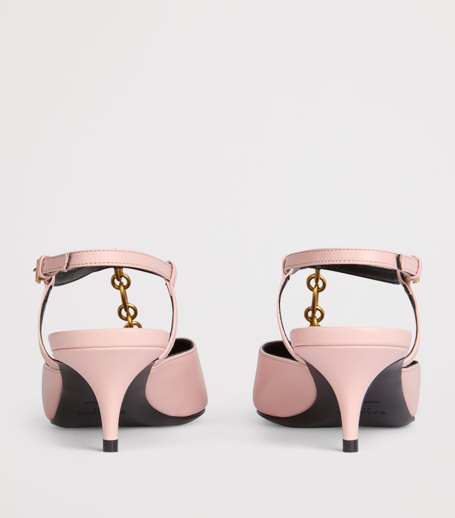 Balmain Calfskin Sync Slingback Heels 45 Rose Pale Image 6