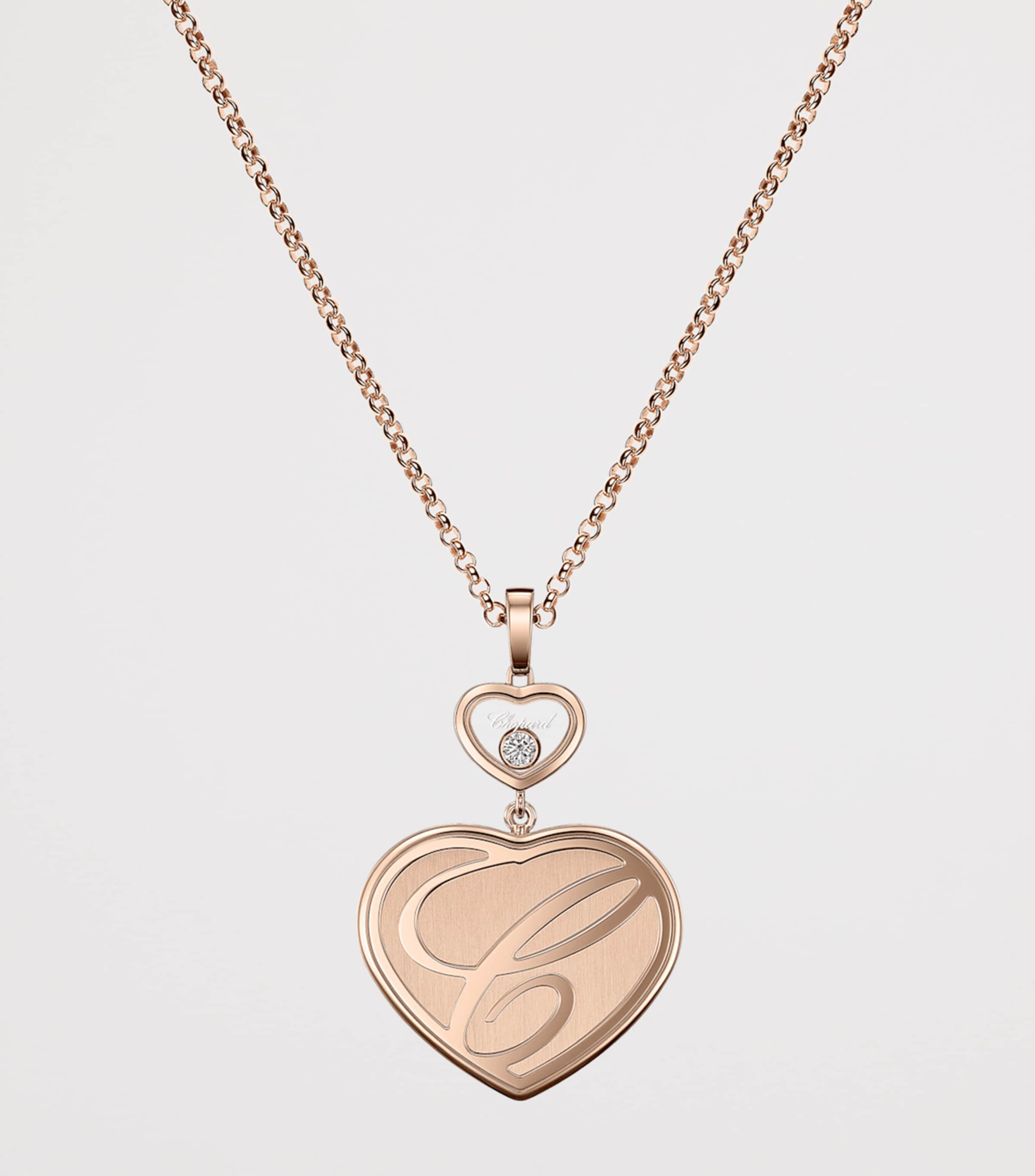 Rose Gold and Diamond Happy Hearts Pendant Necklace 18K ROSE GOLD Image 4