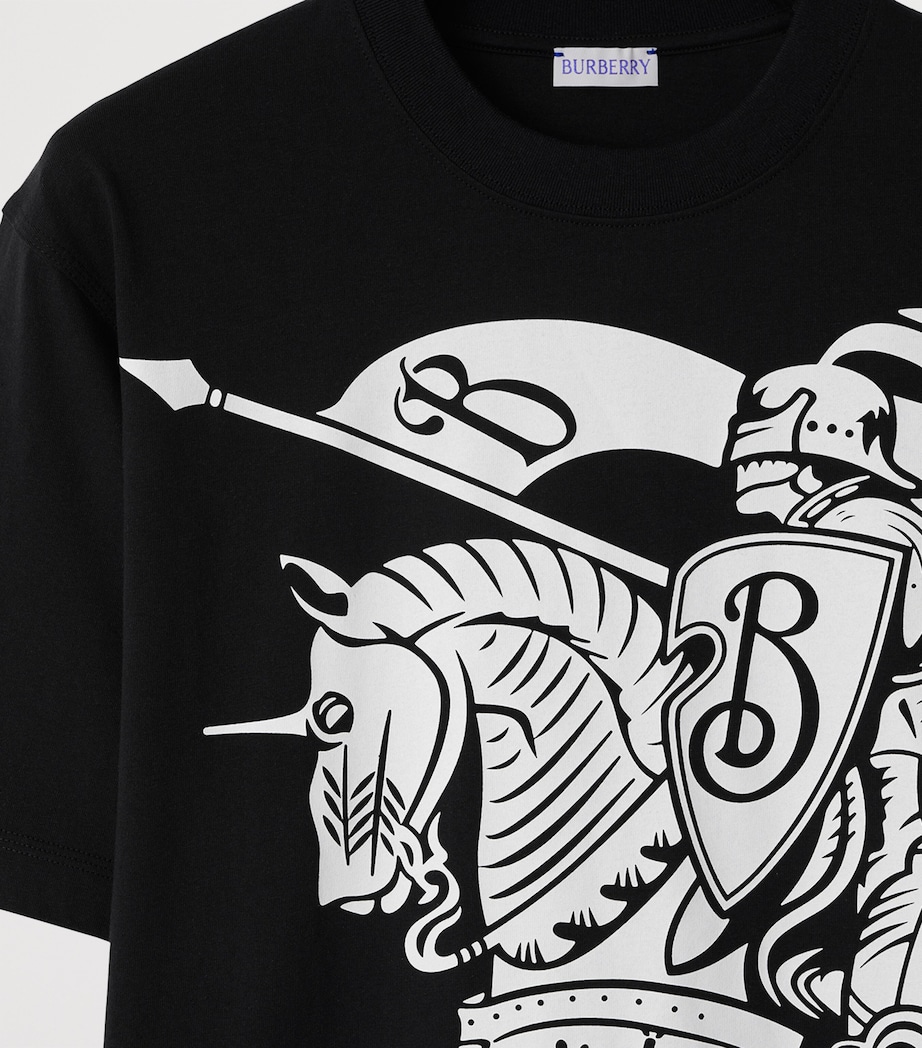 Cotton Equestrian Knight Print T-Shirt BLACK Image 6