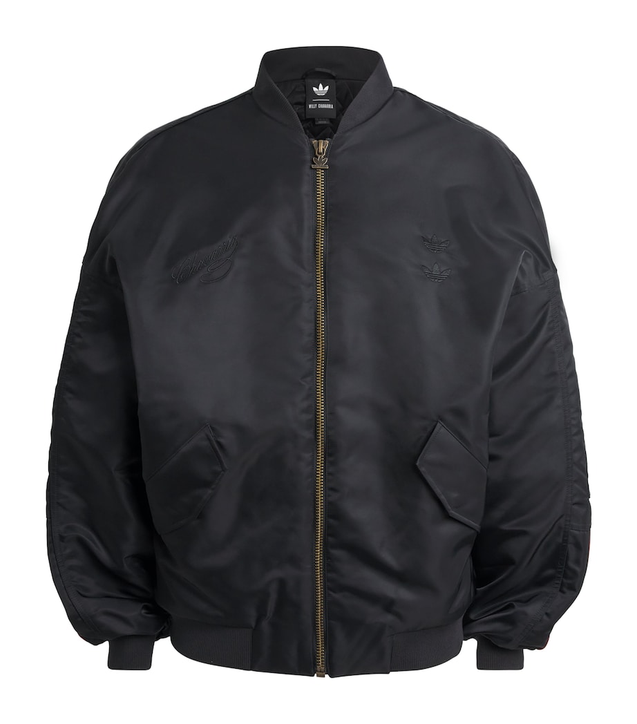 x adidas Satin Bomber Jacket BLACK Image 1