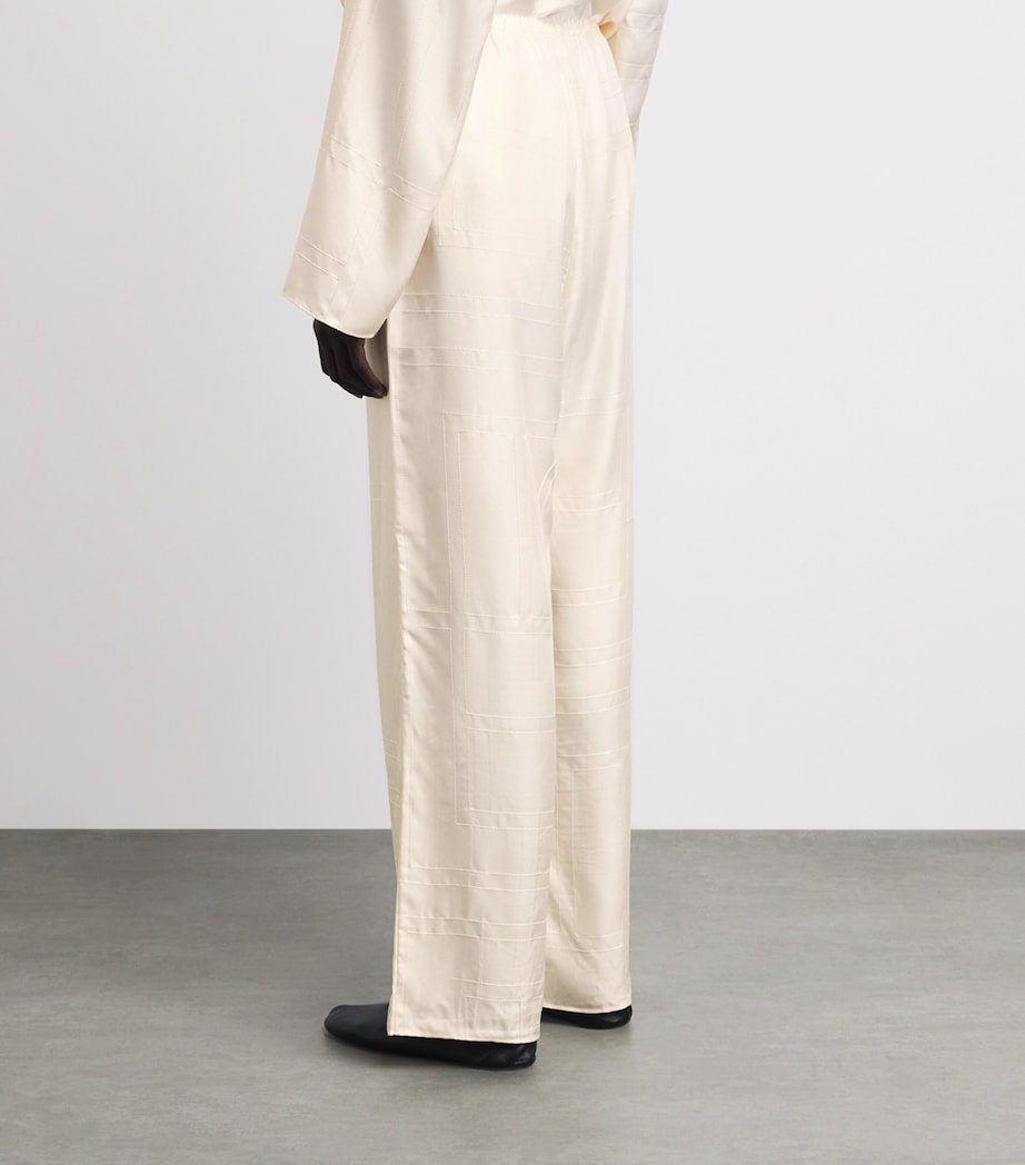 Toteme Womens Silk Monogram Trousers Cream Image 5