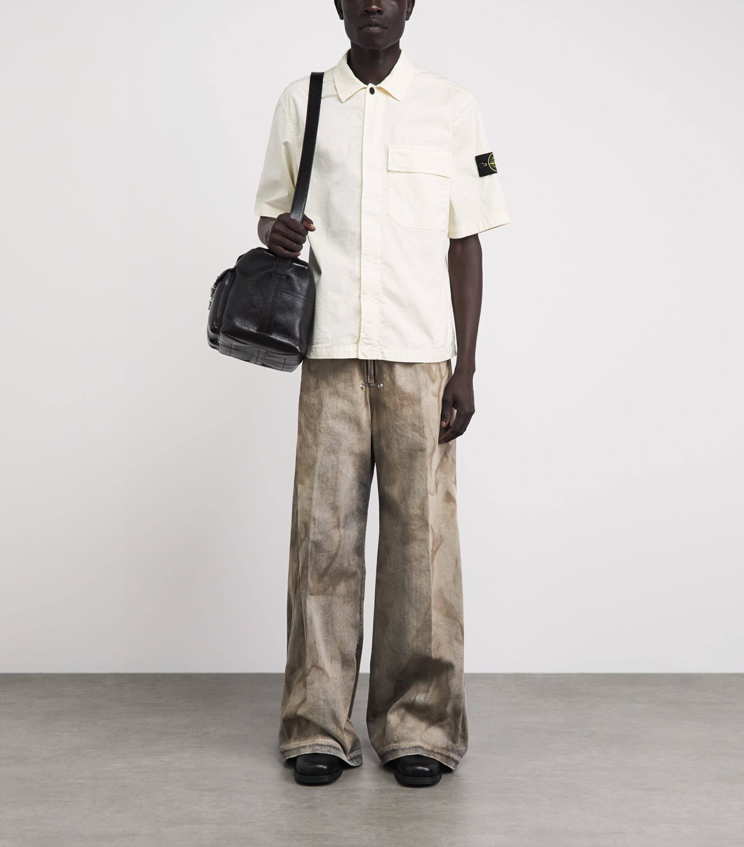 Stone Island Mens Stretch-Cotton Twill Shirt Image 2