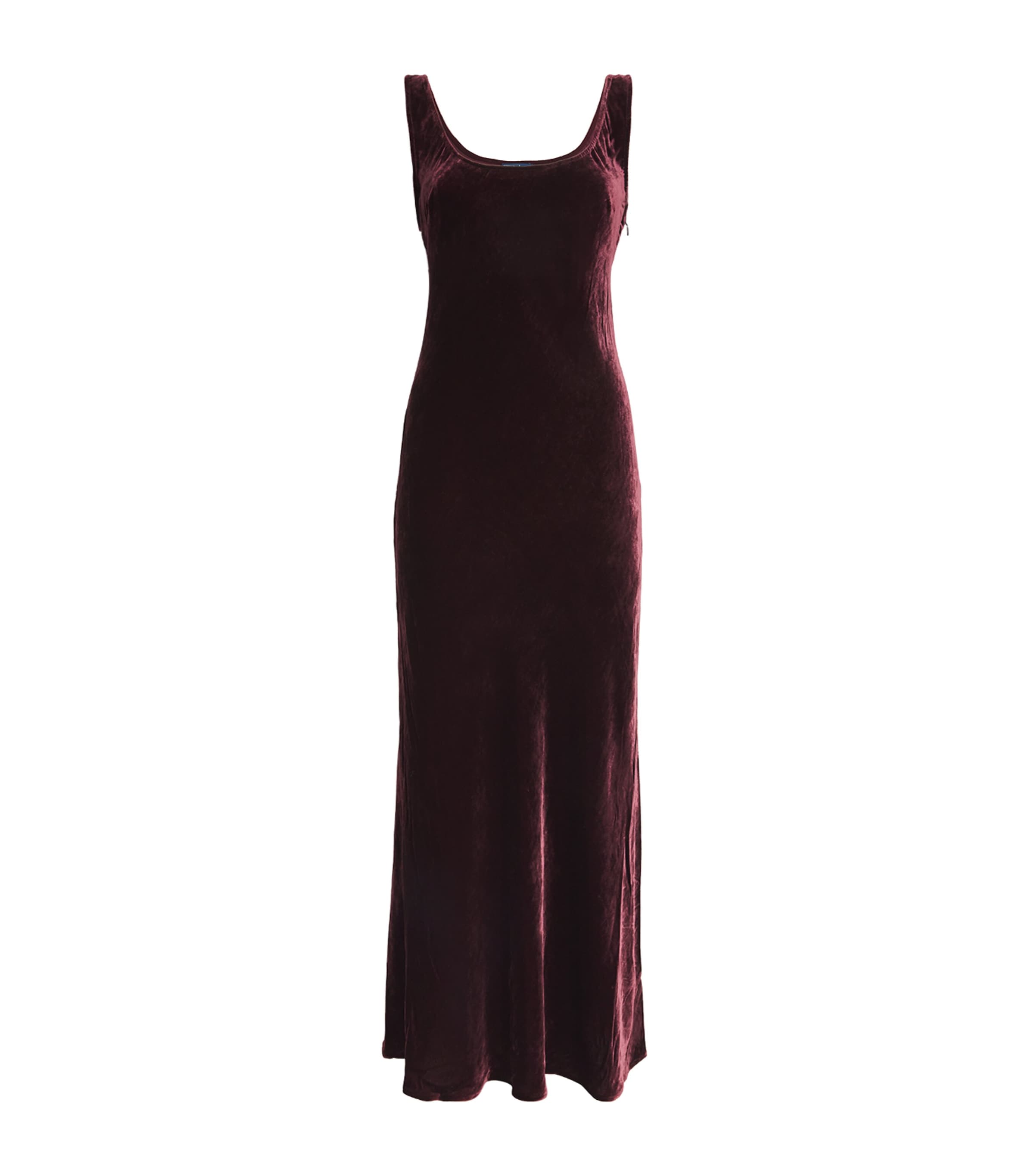 Polo Ralph Lauren Silk-blend Velvet Maxi Dress In Burgundy