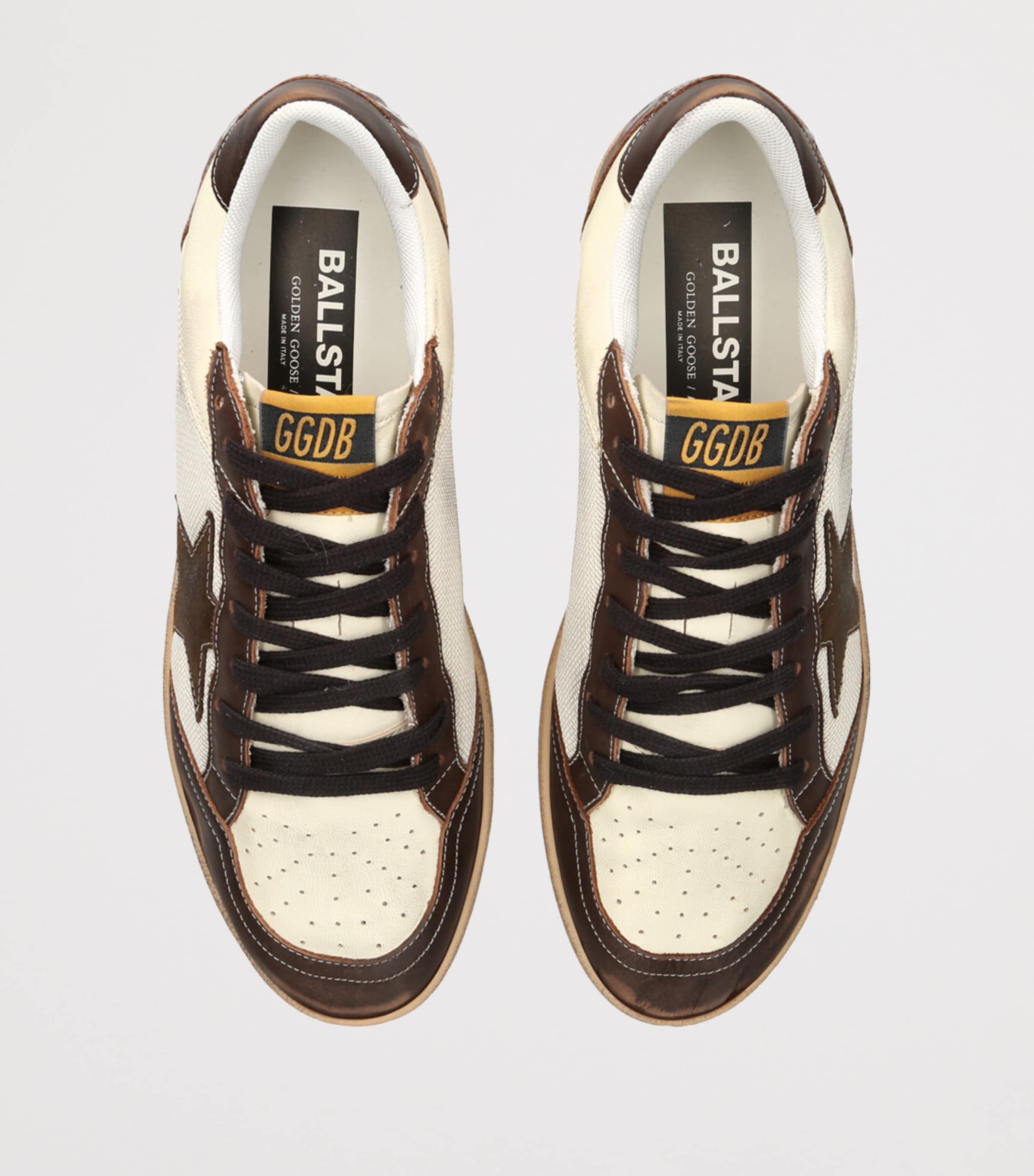 スニーカー Ball star mesh and leather sneakers Ball Star LTD in white crackle leather and mesh with suede star