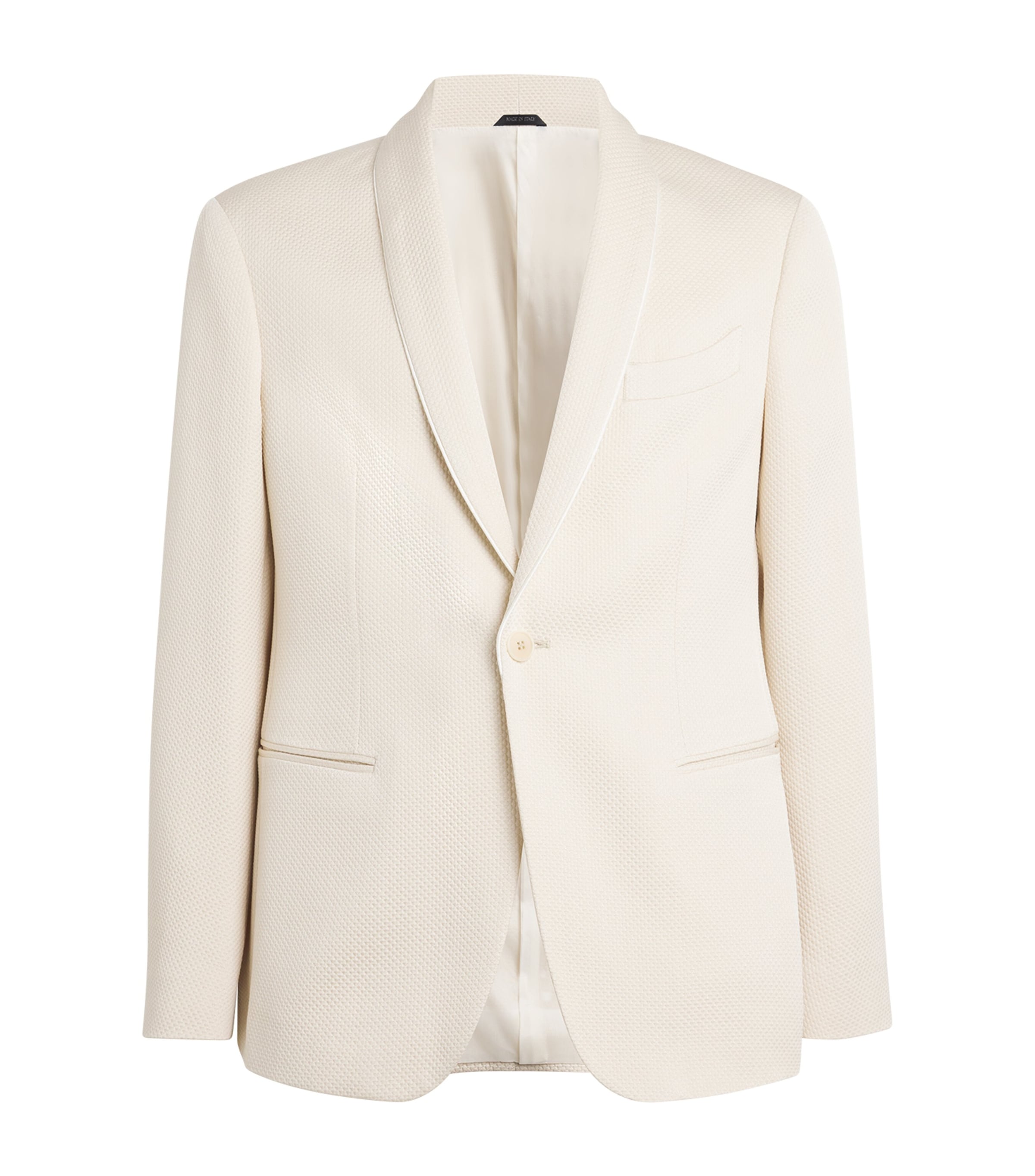 Giorgio Armani Silk-blend Shawl-lapel Blazer In Grey