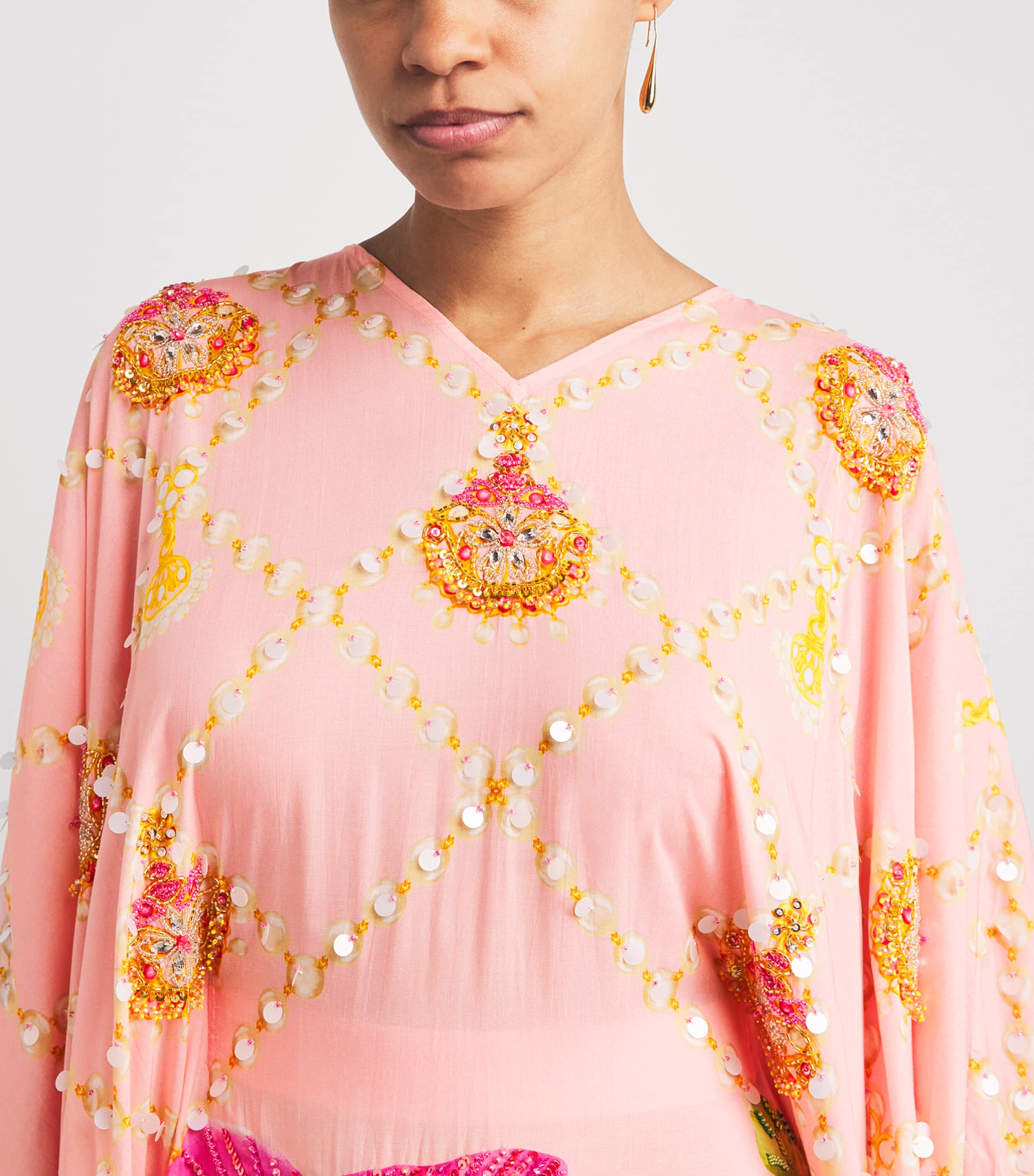 Verandah Womens Embellished Orchard Kaftan Maxi Dress Orchid,jhmka & Pearl Image 3