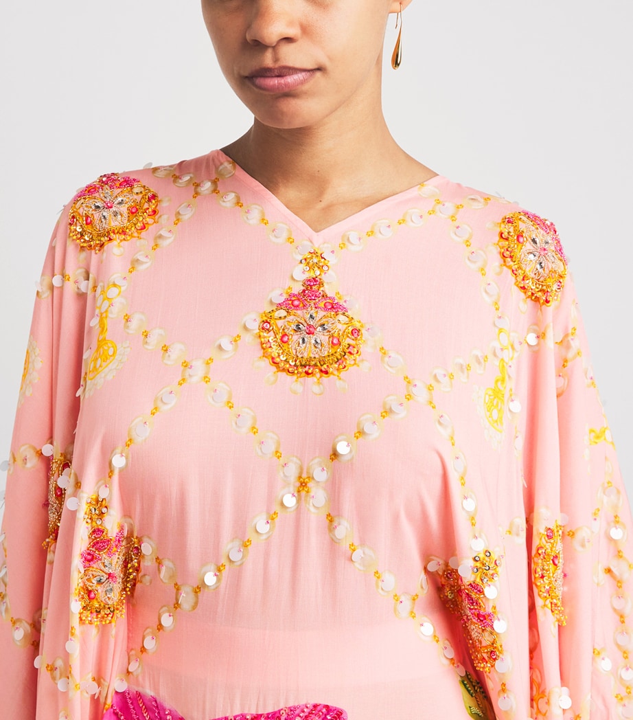 Verandah Womens Embellished Orchard Kaftan Maxi Dress Orchid,jhmka & Pearl Image 3